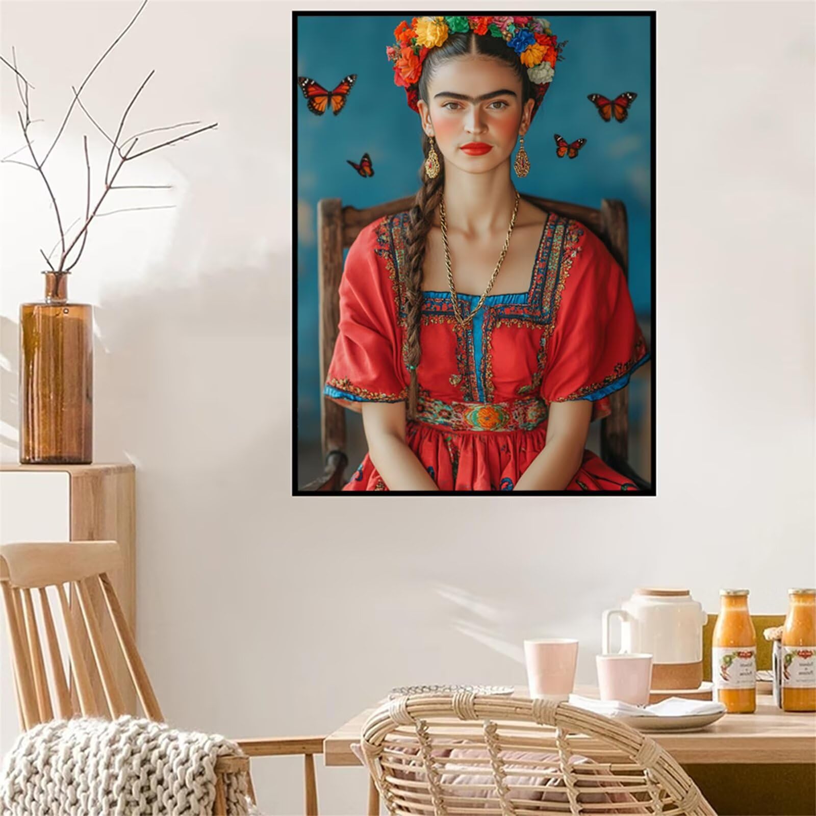 Kobieta Malarstwo diamentowe Pełny zestaw, DIY 5D Diament Malarstwo Motyl Malarstwo Diament, Aktywność ręczna dla dorosłych, Diamentowe zestawy Kryształowy ścieg krzyżykowy do dekoracji ścian 70 x 100