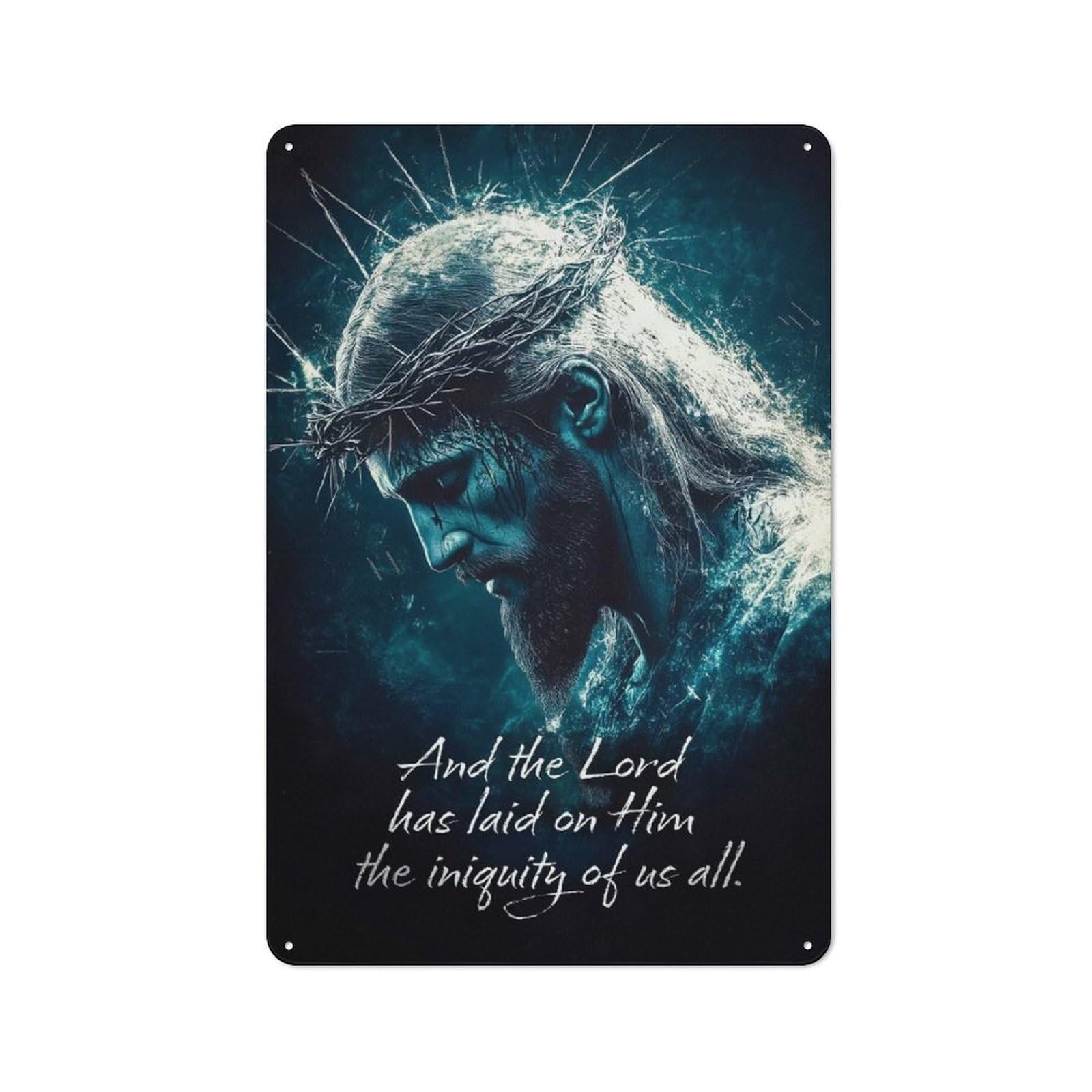 Junmoney Jesus Christ Lamb Of Gof Tin Wall Plaque 30X20cm With For Living Room Or Hallway, A Decorative Christmas Gift For Hallway Decor Fans
