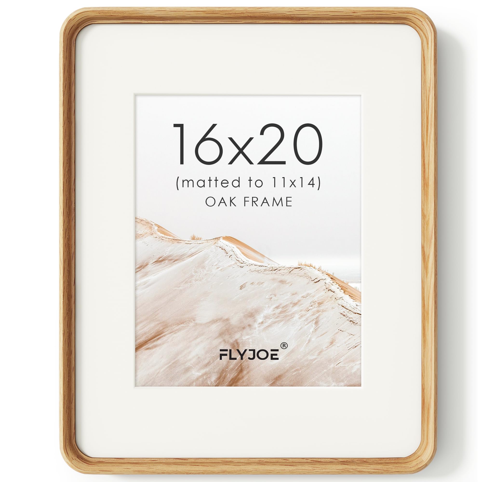 Solid Wood Picture Frame, Tempered Glass, Mat, Oak, 16x20/41x51cm, 1pcs — image 1