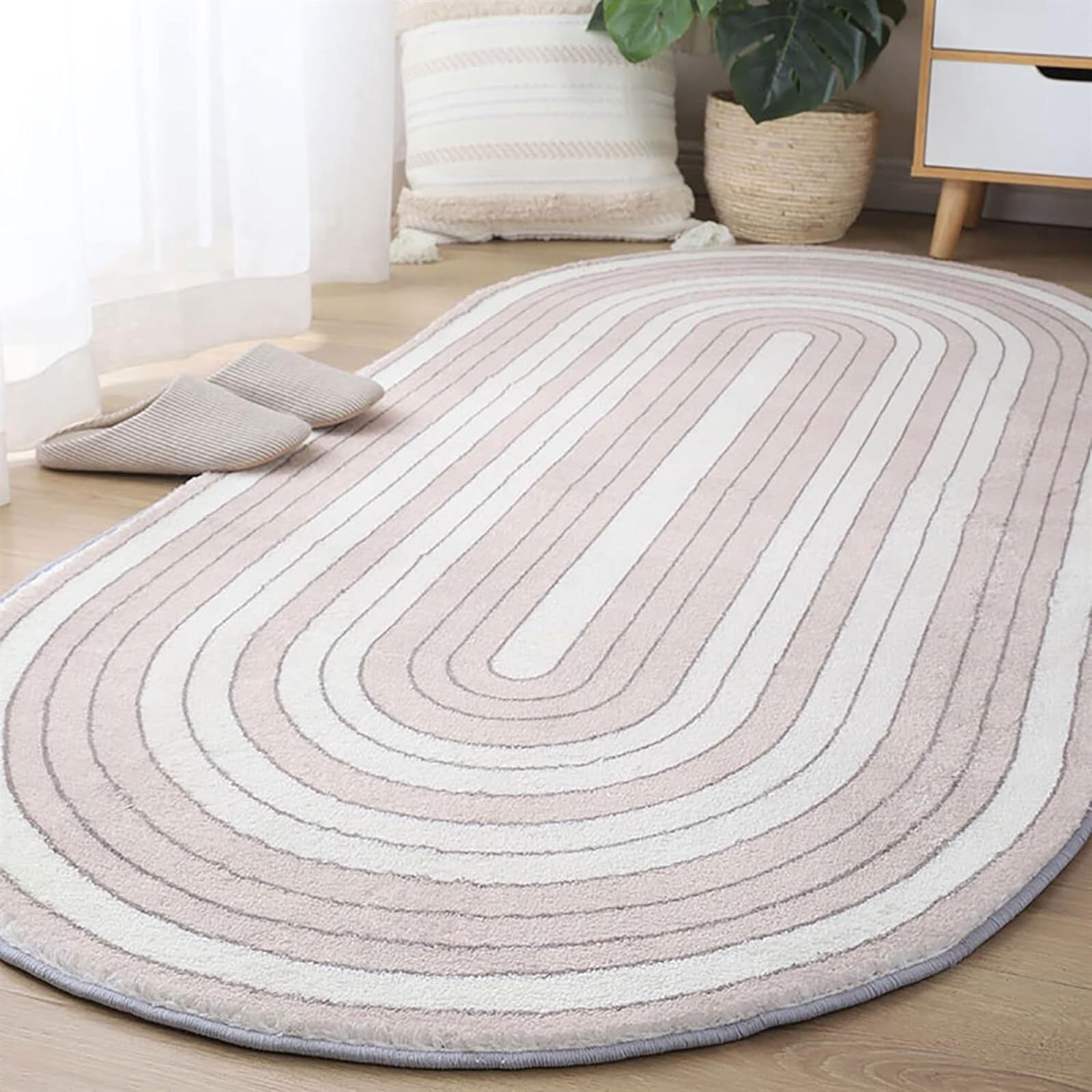 Zerbino Tappeto Ovale in Finto Cashmere, Spesso E Shaggy, per La Casa, Tappetino Antiscivolo per L'Ingresso(B,120x160cm(47x63inch))