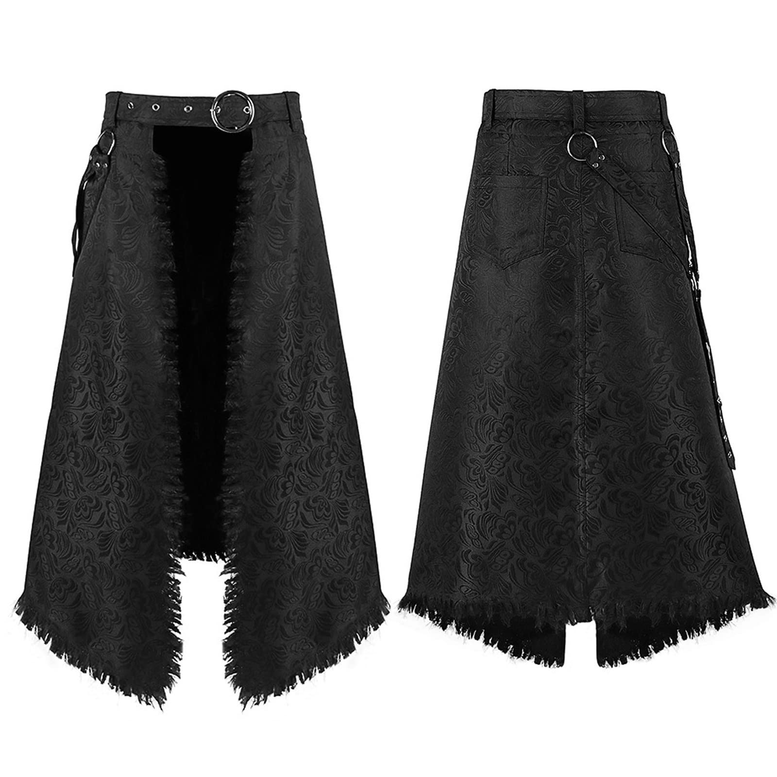 Jupe plissée pour homme gothique Steampunk médiéval traditionnel écossais en cuir Kilt Guerrier écossais avec poche pour Halloween