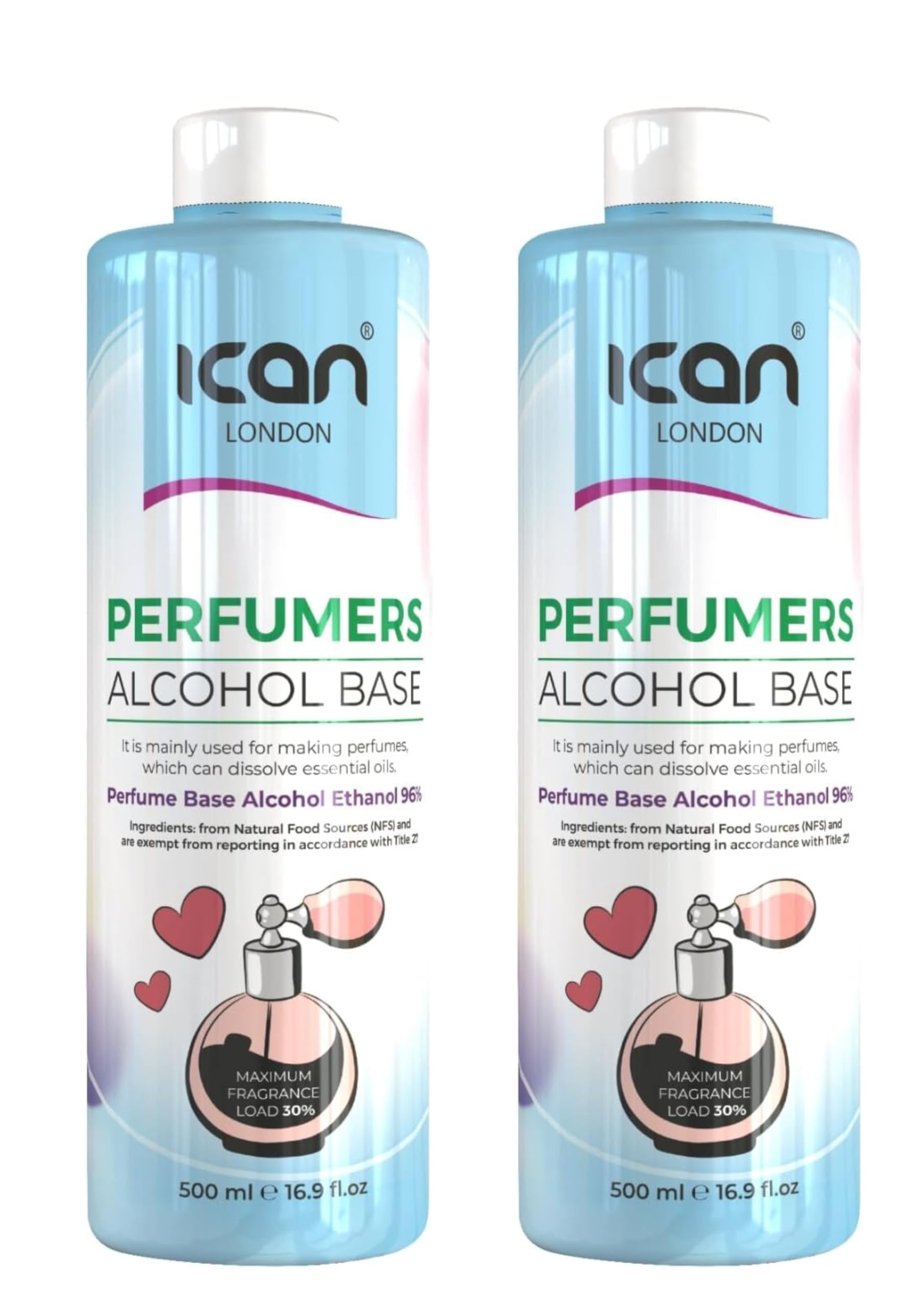Ican London Perfumers Alcohol Base DIY Perfume Base, 2 x 500ml