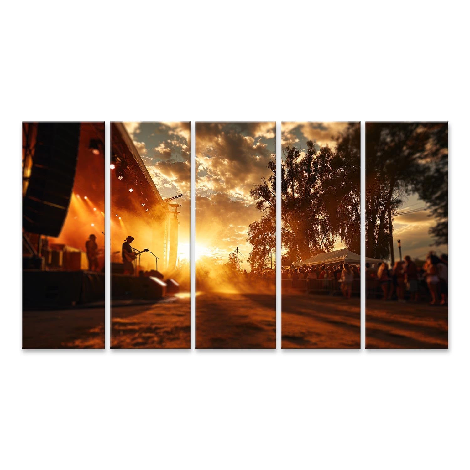 islandburner Prime Bild auf Leinwand Konzert Im Freien Sonnenuntergang Menschenmenge Bilder Wandbilder Poster