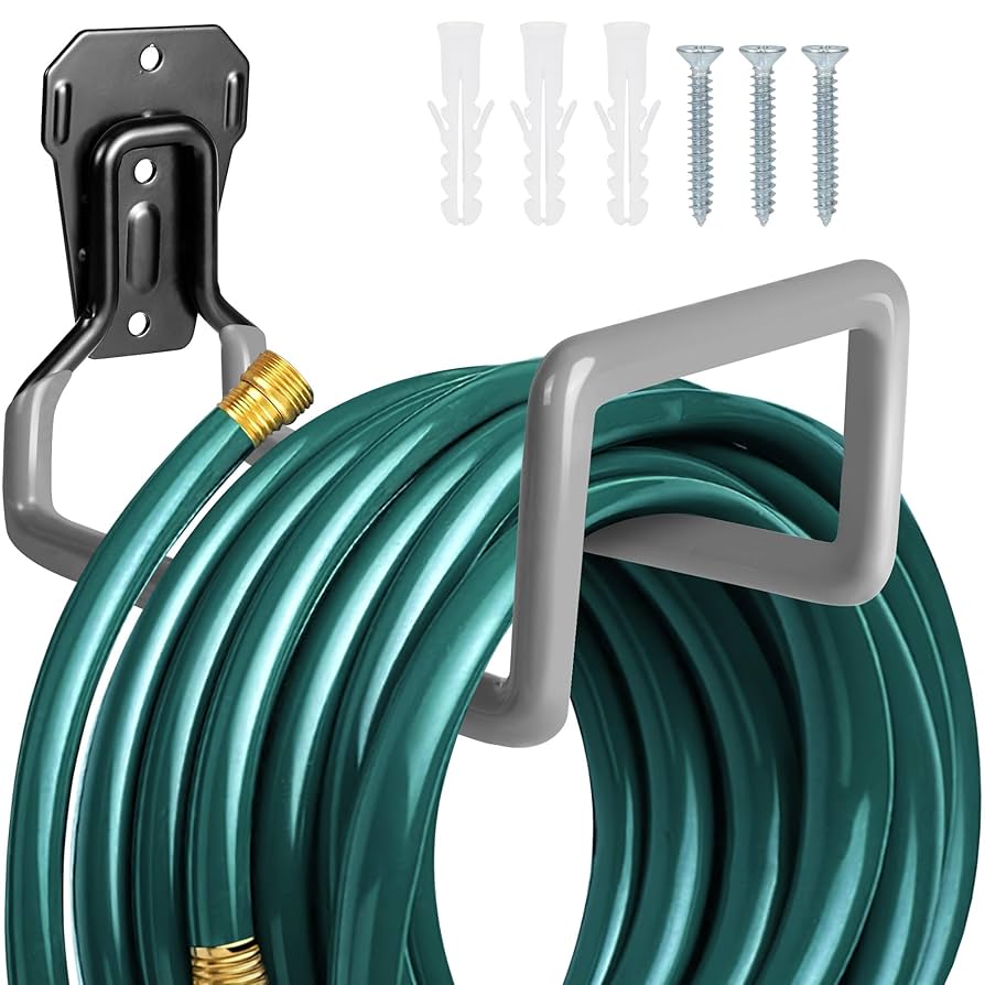 Hose Reel Garden Hose Holder, Wall Mount,Heavy Duty Metal Hose Hanger With Tool Storage Basket Outdoor Hose Stands For Outside Garden Yard Garage Water Hose Holder