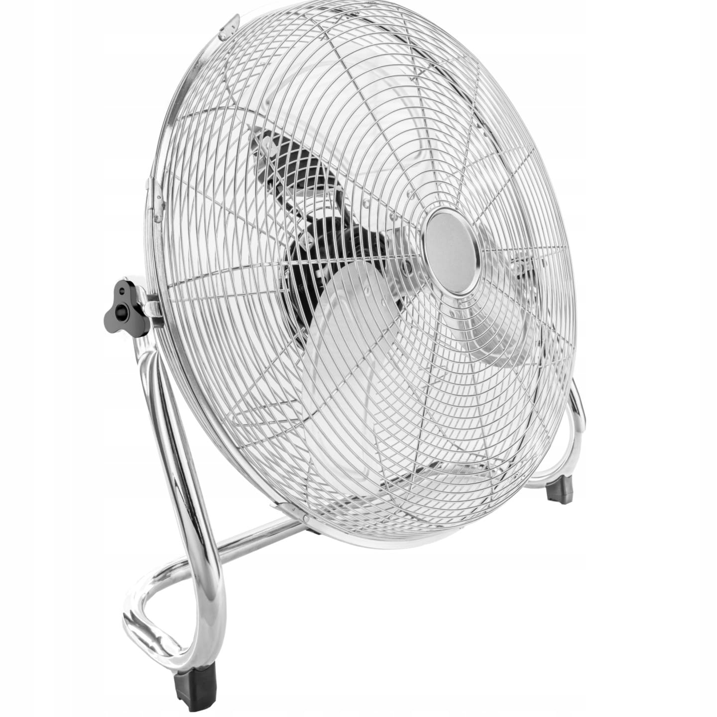 LTC Profi Windmaschine 50cm (20 Zoll) – Leistungsstarker Bodenventilator 155W, Hochgeschwindigkeits-Ventilator aus Metall, 3 Geschwindigkeitsstufen, Verstellbarer Neigungswinkel, Silber/Chrom