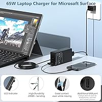 Vista 2 de Surface Pro Charger-65W Surface Charger Compatible with Microsoft Surface Pro 9,8,7+,7,6,5,4,3,X,10,Surface Book 3,2,1,Surface Go 3,2,Surface Laptop