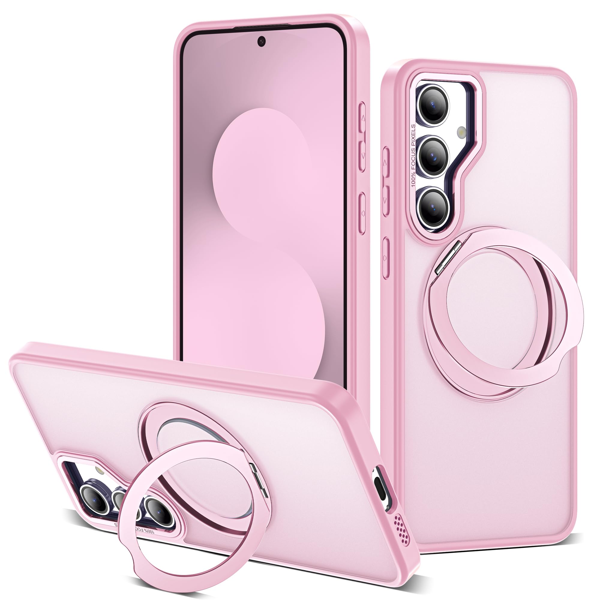 for Samsung Galaxy S25 FE Case with 360° Spin Stand,Pink