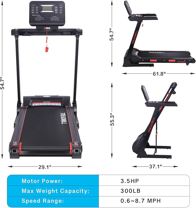 Caminadora Plegable EcoSummer con Inclinación Automática y Monitor Cardíaco miniatura 5