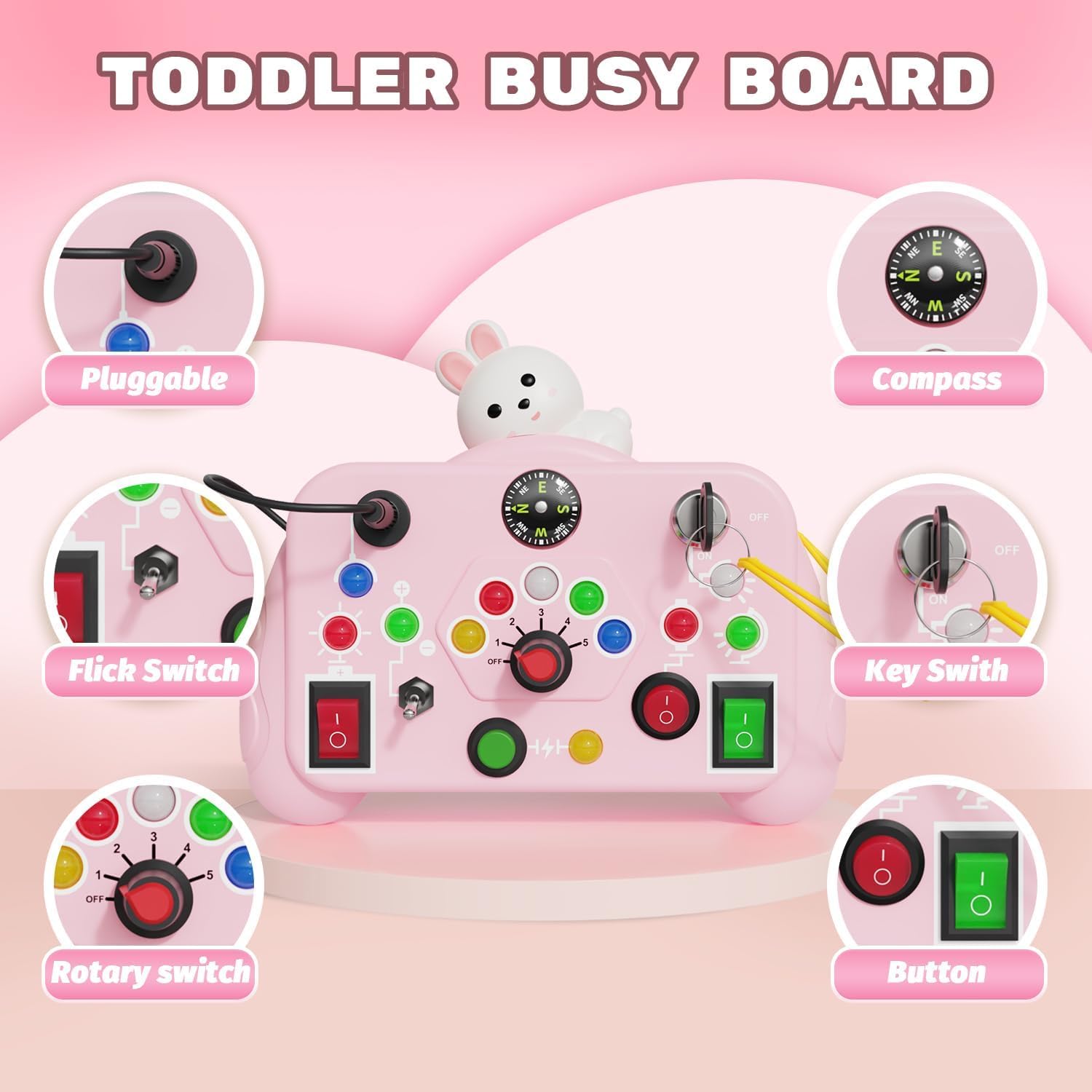NIWWIN Busy Board Montessori Toy,Wiele sposobów zabawy cyframi i literami,zabawka sensoryczna do nauczania motoryki precyzyjnej,Edukacja przedszkolna,odpowiedni dla dzieci w wieku 1 roku i starszych.