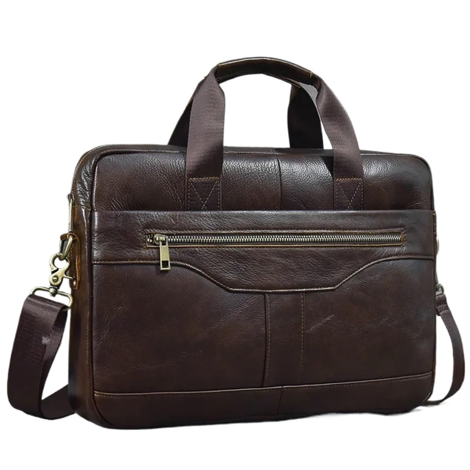 Bolso Mensajero De Cuero Maletín de cuero for ordenador portátil 15,6 pulgadas, bolso mano piel vaca for hombre, bandolera for En Viaje De Negocios