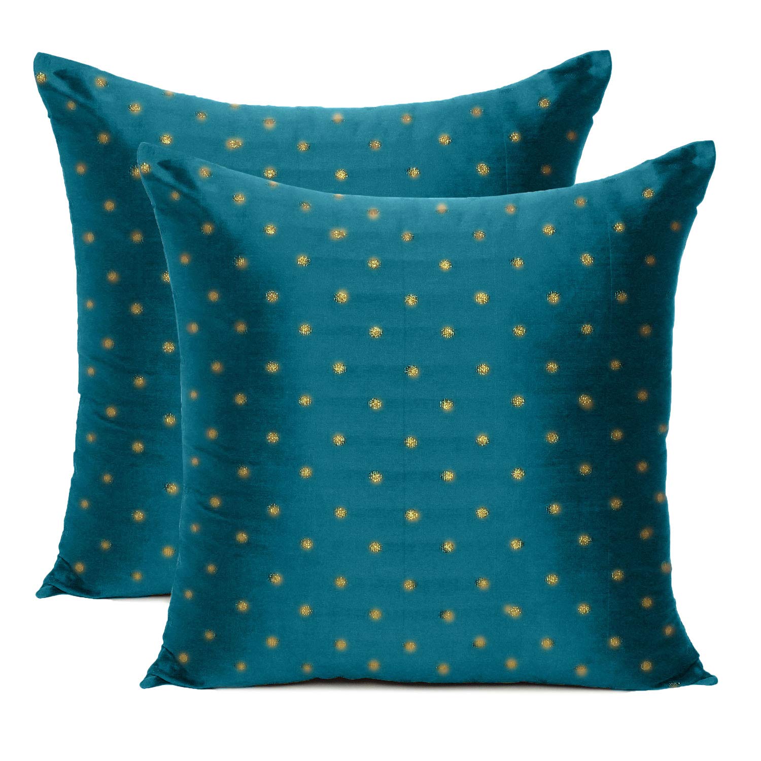 Oussum Art Silk Pillow Cover 300 TC Cushion Cover Sofa Waist Throw Pillow Case Home Decor Set Of 2 (12 X 12, Peacock Blue)-image-48