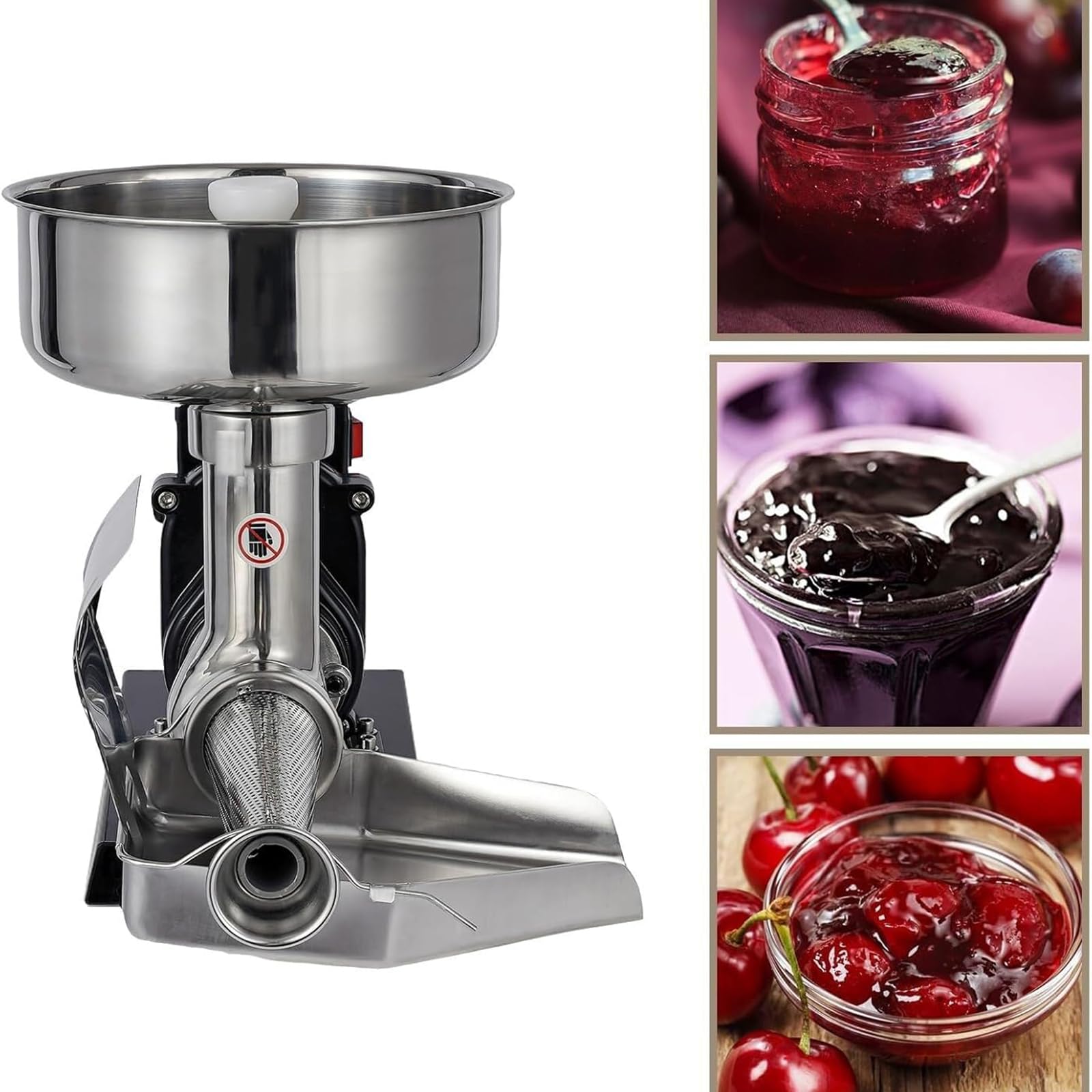 Fraiseuse à tomates 450 W en acier inoxydable pour faciliter la fabrication de confitures – Idéal pour les fraises, les myrtilles et les raisins
