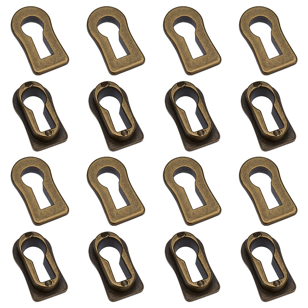 BENECREAT 16pcs Zinc Alloy Keyhole Cover, Keyhole Insert Escutcheon Plate, Antique Furniture Hardware for Cabinet, Door, Dresser, Drawers, Desk Furniture Hardware, Bronze