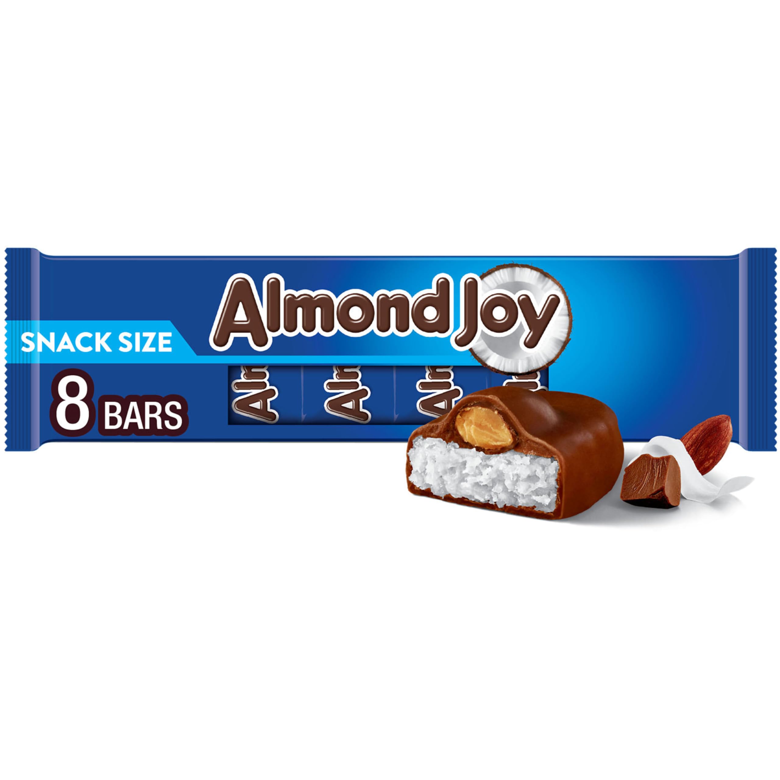 Almond JoyCoconut and Almond Chocolate Snack Size, Candy Bars, 0.6 oz (8 Count)