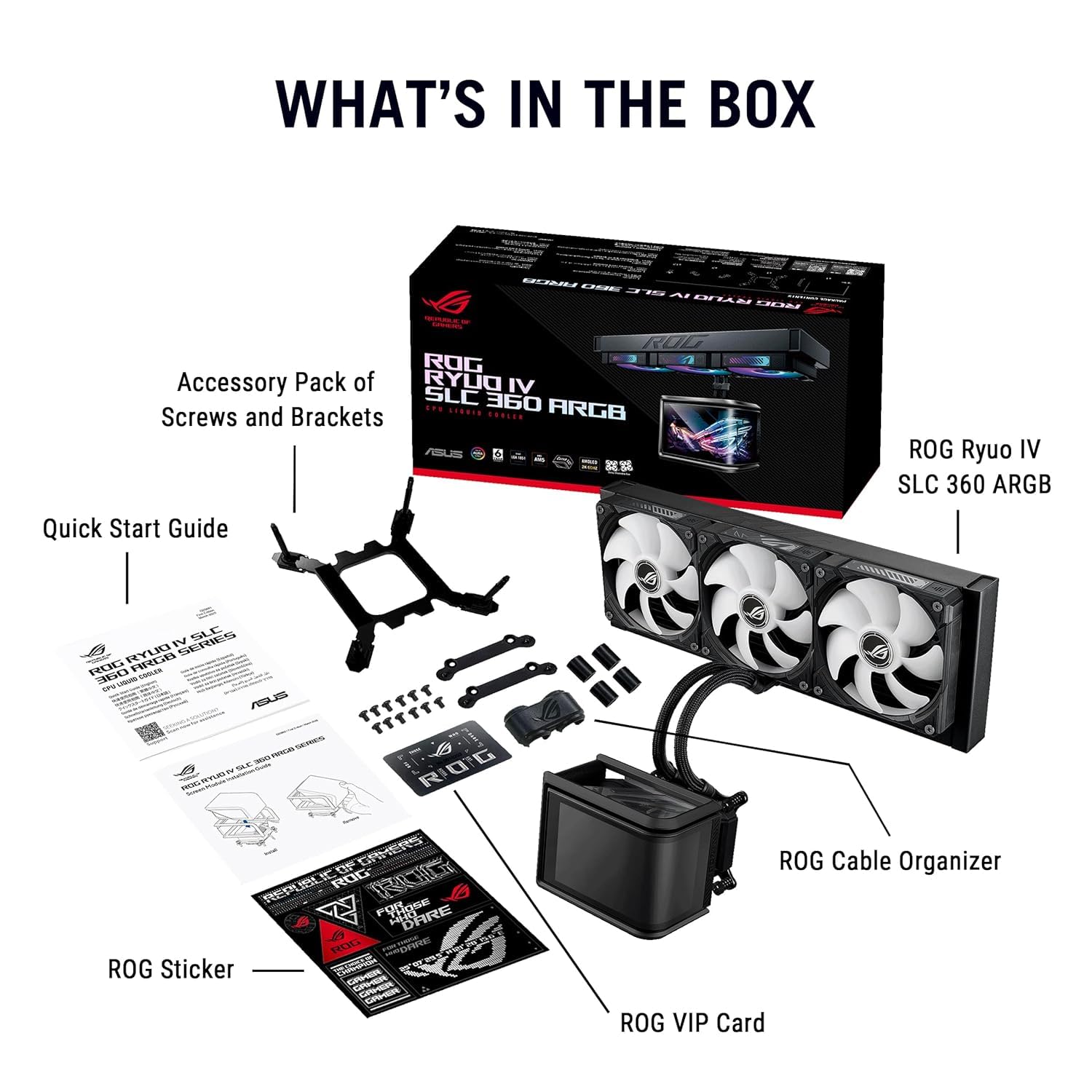 ASUS ROG Ryuo IV SLC 360 ARGB - Sistema de Refrigeración Líquida Todo en Uno para CPU, Tubos más Cortos, Pantalla AMOLED Curva de 6,67 Pulgadas que Admite Vídeo o Información Personalizada del Sistema