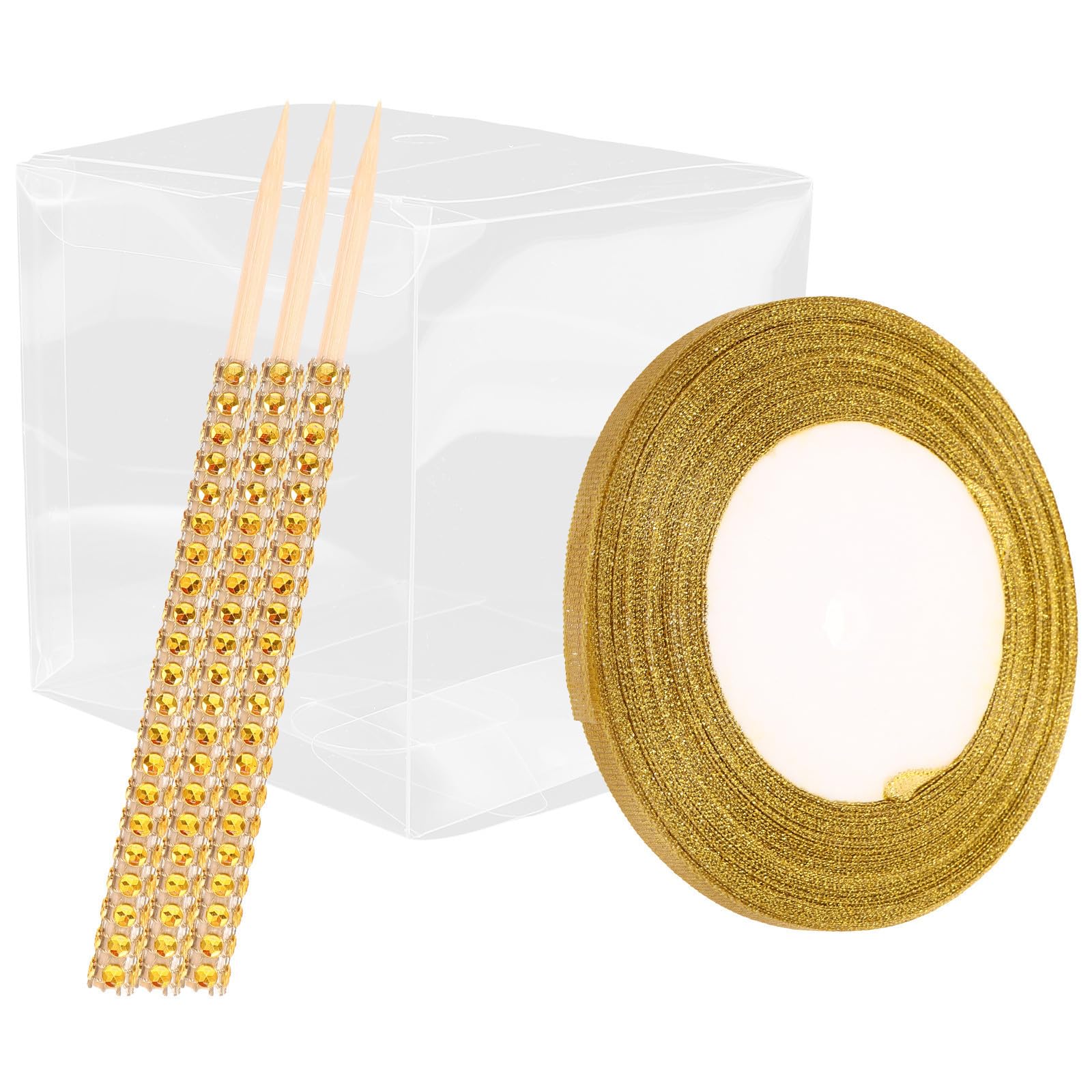 Didiseaon 2 Set Scatola Regalo Cubo Trasparente Oro in Plastica e Legno | Bastoncino Incluso, per Regali e Gioielli, Adatta a Festa Nuziale e Natale