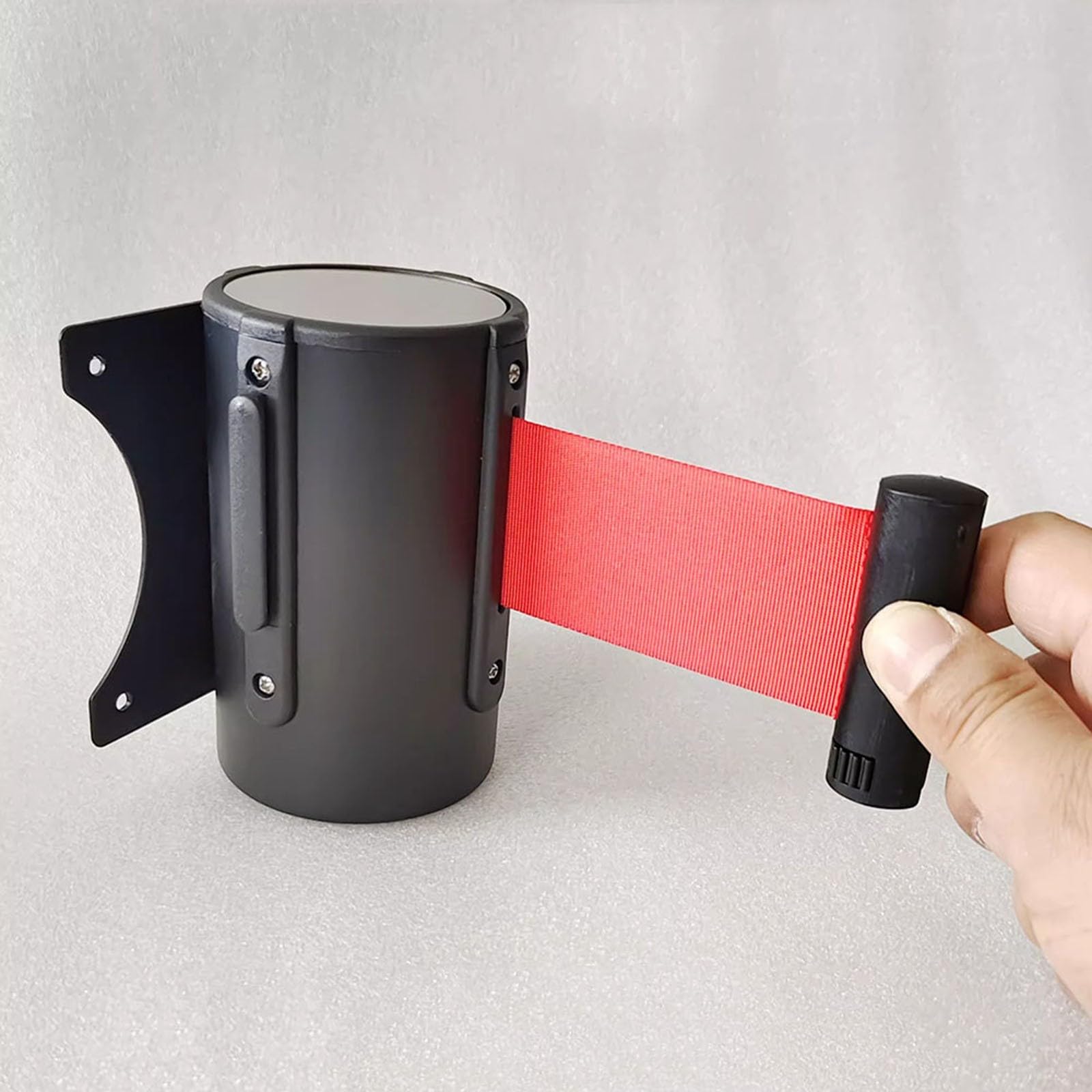 CAIFEXUE Red Queuing Safety Tape Cordon - Retractable Belt Barrier, Carbon Steel Housing with Mounting Accessories, 2/3/5/10M Optional/B/5M(16.4Ft)