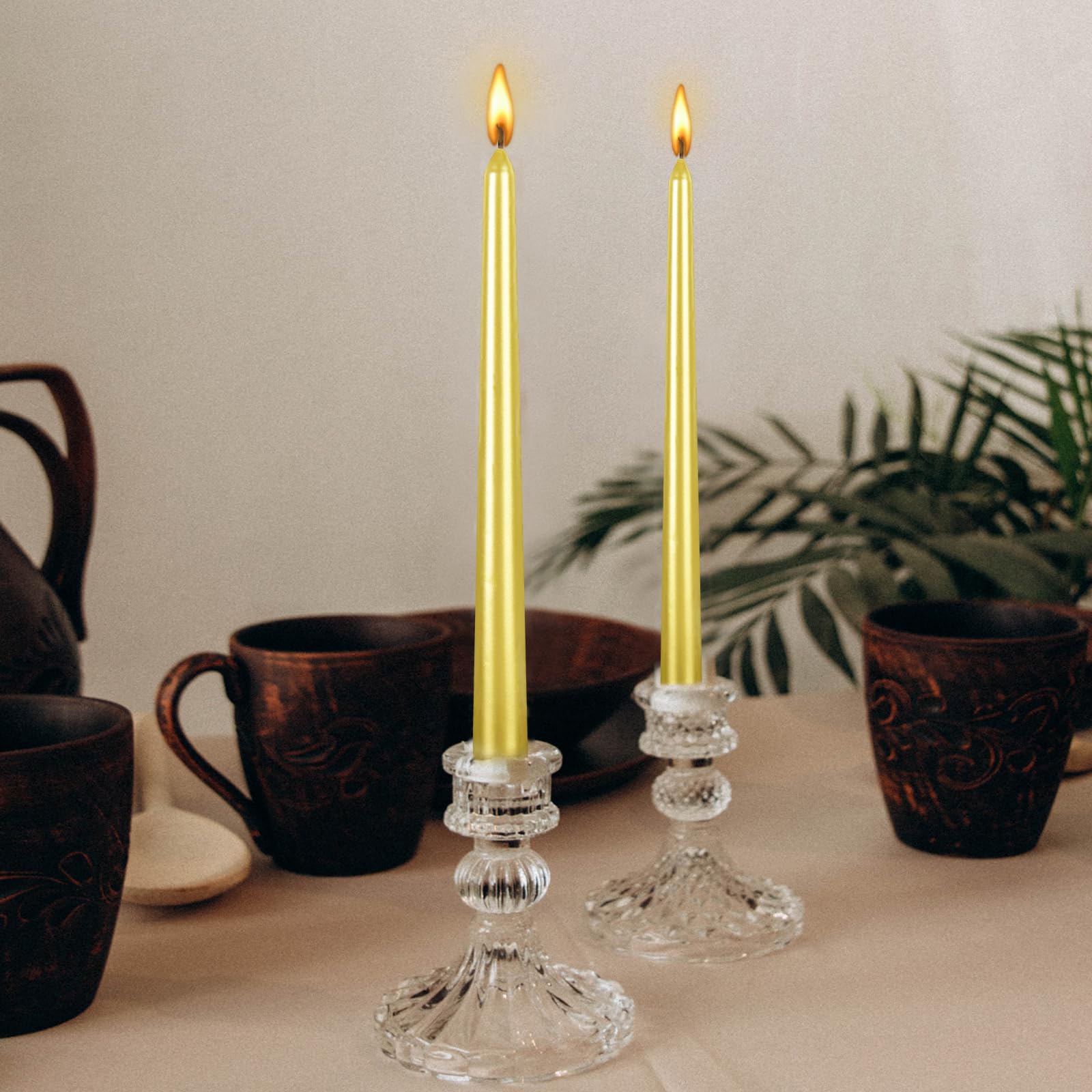 4 piecesTall Metallic Taper Spiral Taper Candle Candles - 10 Inch Metallic, Dripless,wist Taper Candle, Spiral Taper Candle, Taper Spiral Long Candles Wax Unscented Dinner Candle 4pack Glossy Golden - Image 3