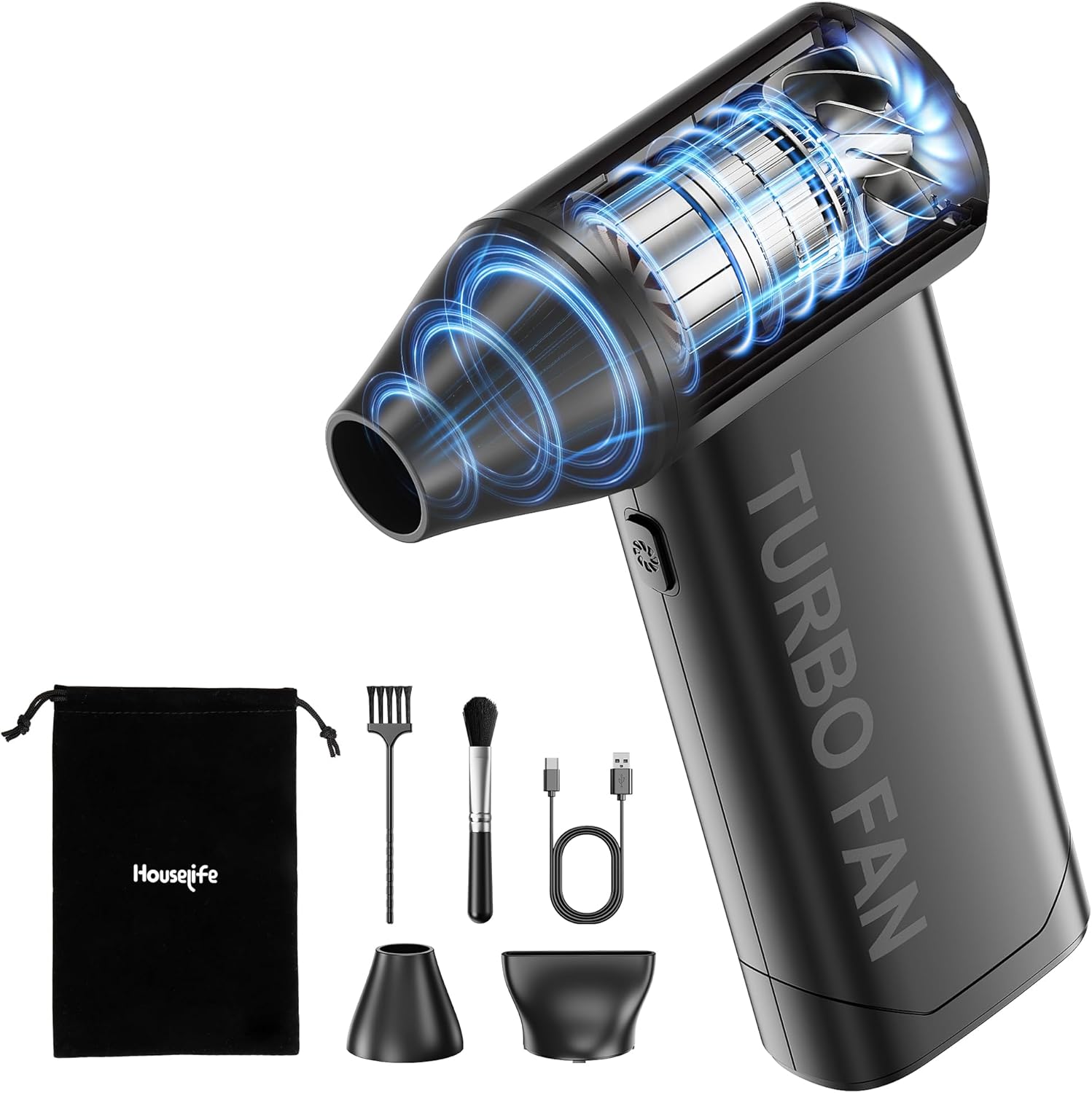 Houselife Cordless Snow Blower for Car, Handheld Electric Snow Blower with Brushless Motor, 150000 RPM Mini Turbo Snow Blower Battery Powered, Portable Blowers for Light Snow on Windows/Stairs/Patio