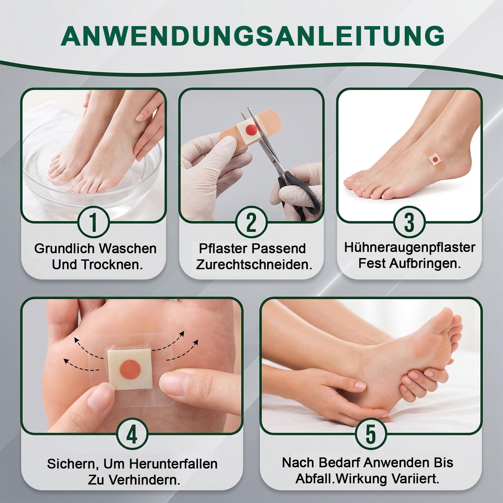 60 Stück Hühneraugenpflaster, Hühneraugen Entferner, Corn Removal Pads Zur Entfernung von Hühneraugen, Hornhaut und Schwielen, Lindert Schmerzen