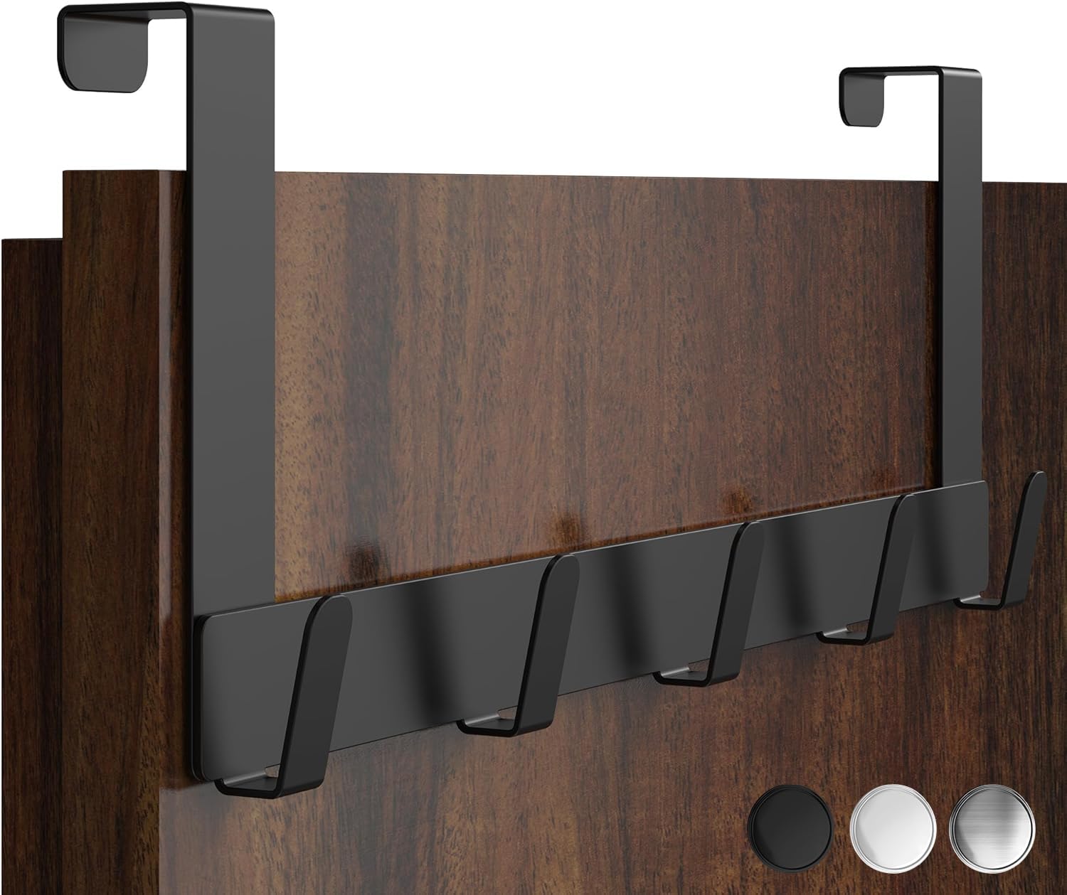 Menz Türgarderobe zum Einhängen aus Edelstahl, schwarz - Premium Türhaken zum Einhängen als Kleiderhaken Tür oder Handtuchhalter Tür, extrem belastbar, platzsparende Türhakenleiste