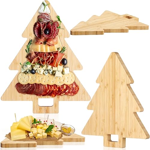 3 tablas de madera para servir de Navidad, tabla de cortar decorativa de madera para charcutería, tabla de pan decorativa de madera con mango para