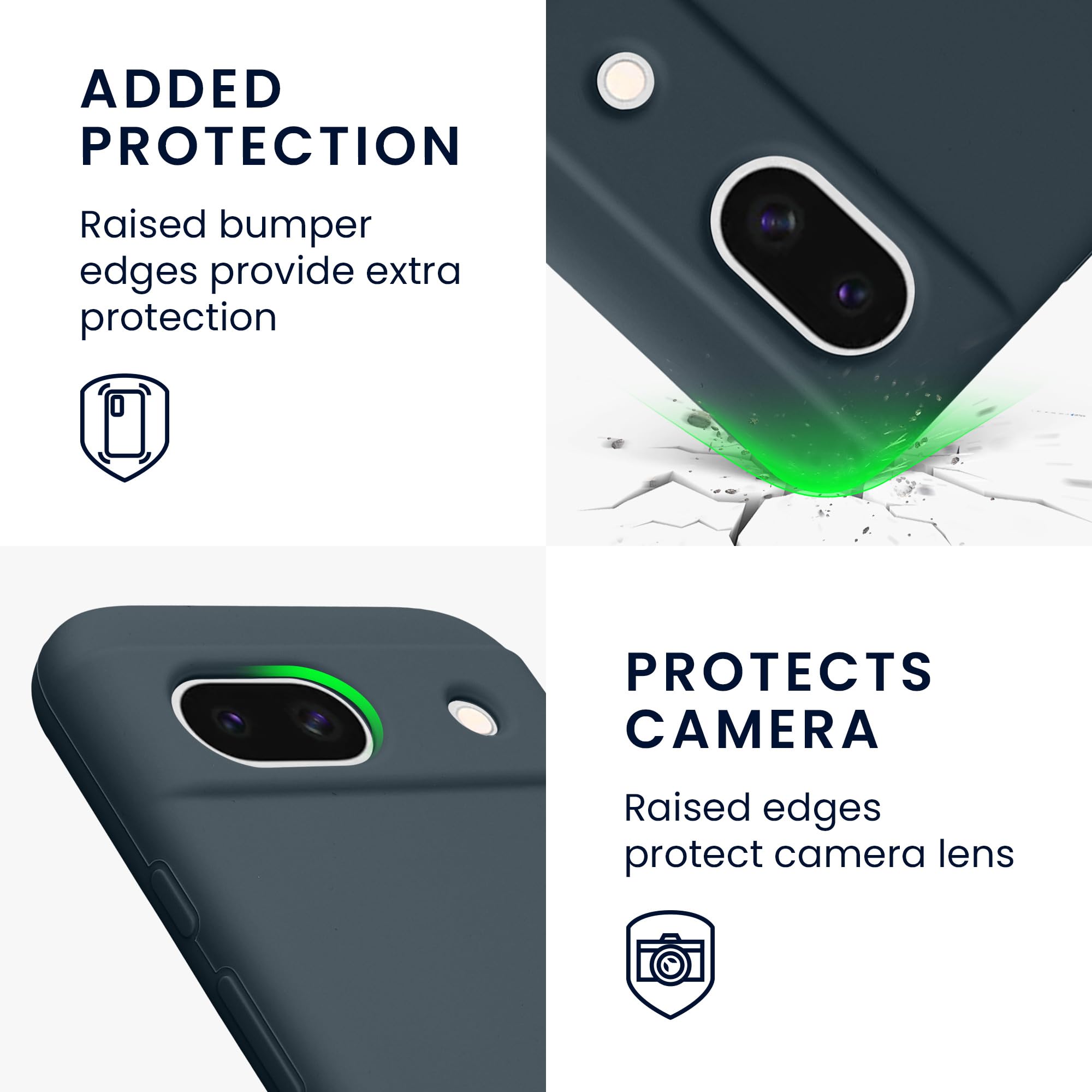 kwmobile Case Compatible with Google Pixel 8a Case - TPU Silicone Phone Cover with Soft Finish - Dark Slate - Image 3