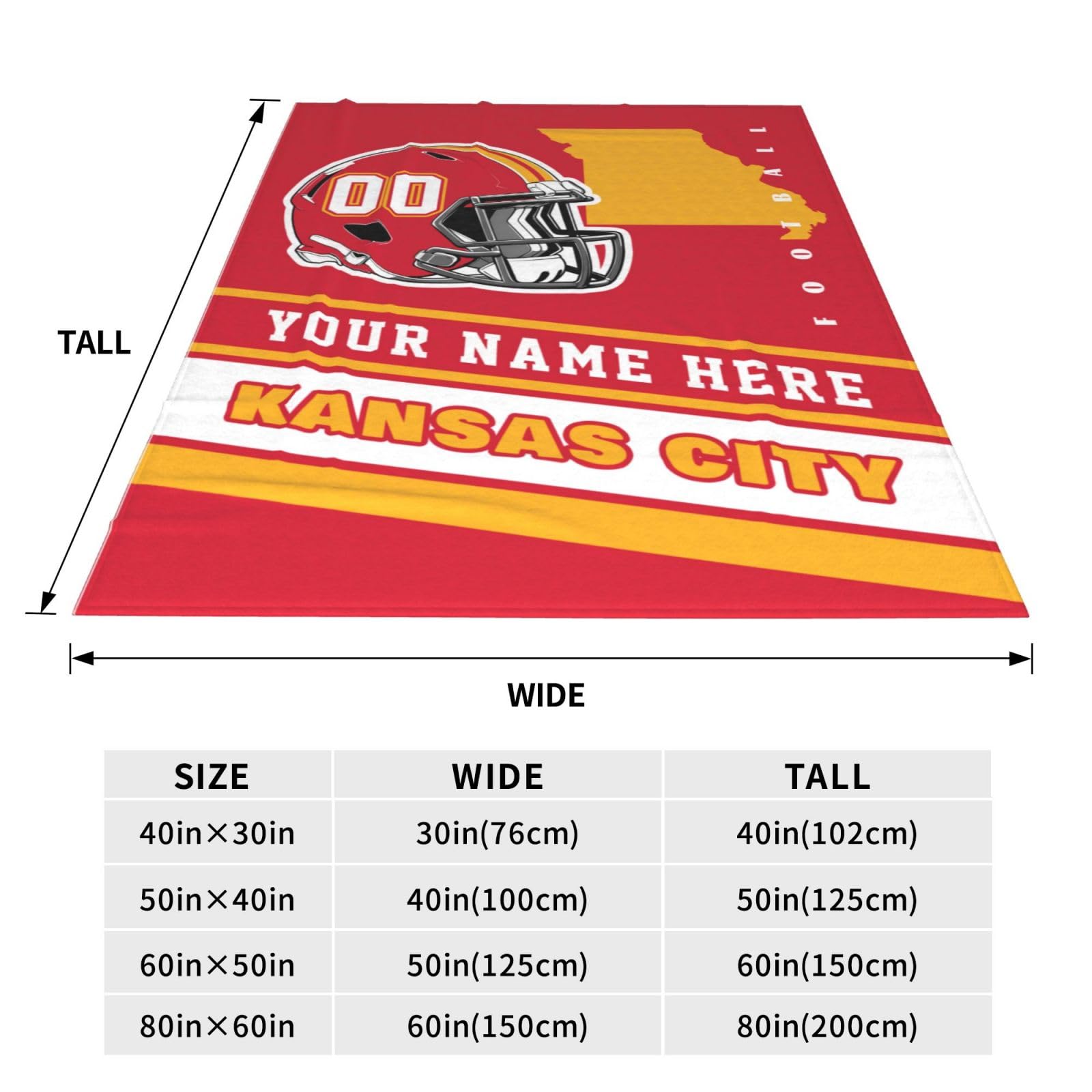 Custom Blanket Personalized Football Throw Blankets Customized Any Name and Number Blankets Soft Flannel Blankets for Men Women Teen Adults