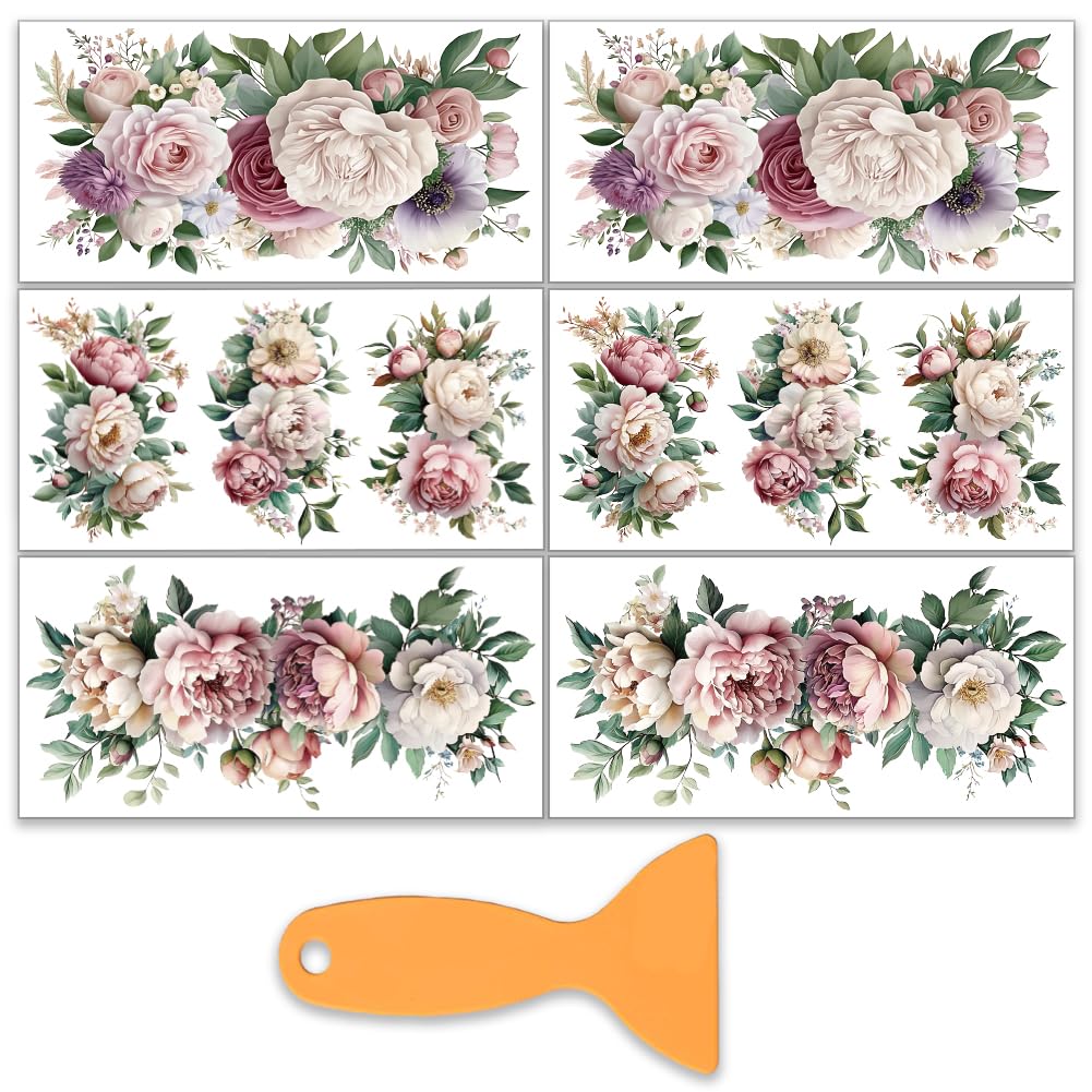 Autocollants de transfert motifs roses et pivoines botaniques