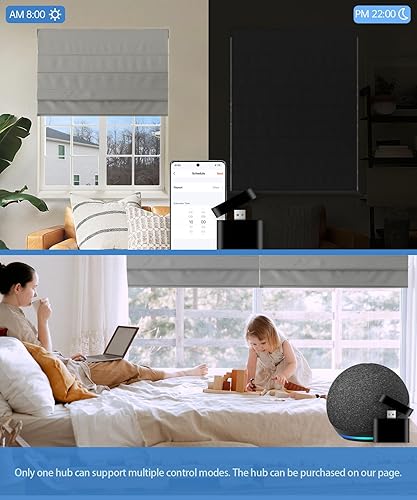 Miniatura 6 de BLANKENDON Persianas motorizadas inteligentes con panel solar, tela tejida, sin cordones, opacas, para ventanas, control remoto, persianas