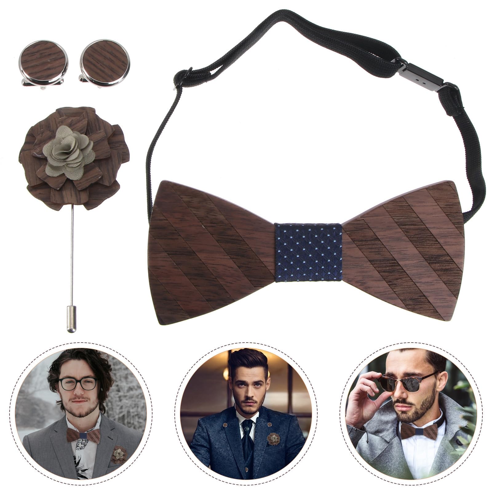 Didiseaon 2juegos Corbata De Clásica Pañuelo Gemelos y Corsage Para Eventos De Boda Accesorios De Moda Para Hombres