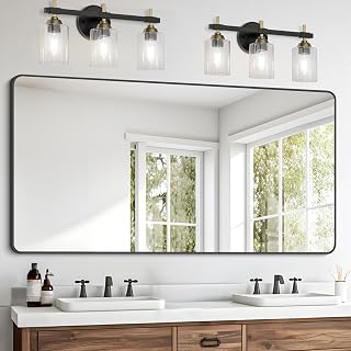 FORBATH 30x60 Large Bathroom Mirror - Black Aluminum Frame, Shatterproof Rounded Corner Rectangular Wall Mirror for Bathroom Bedroom