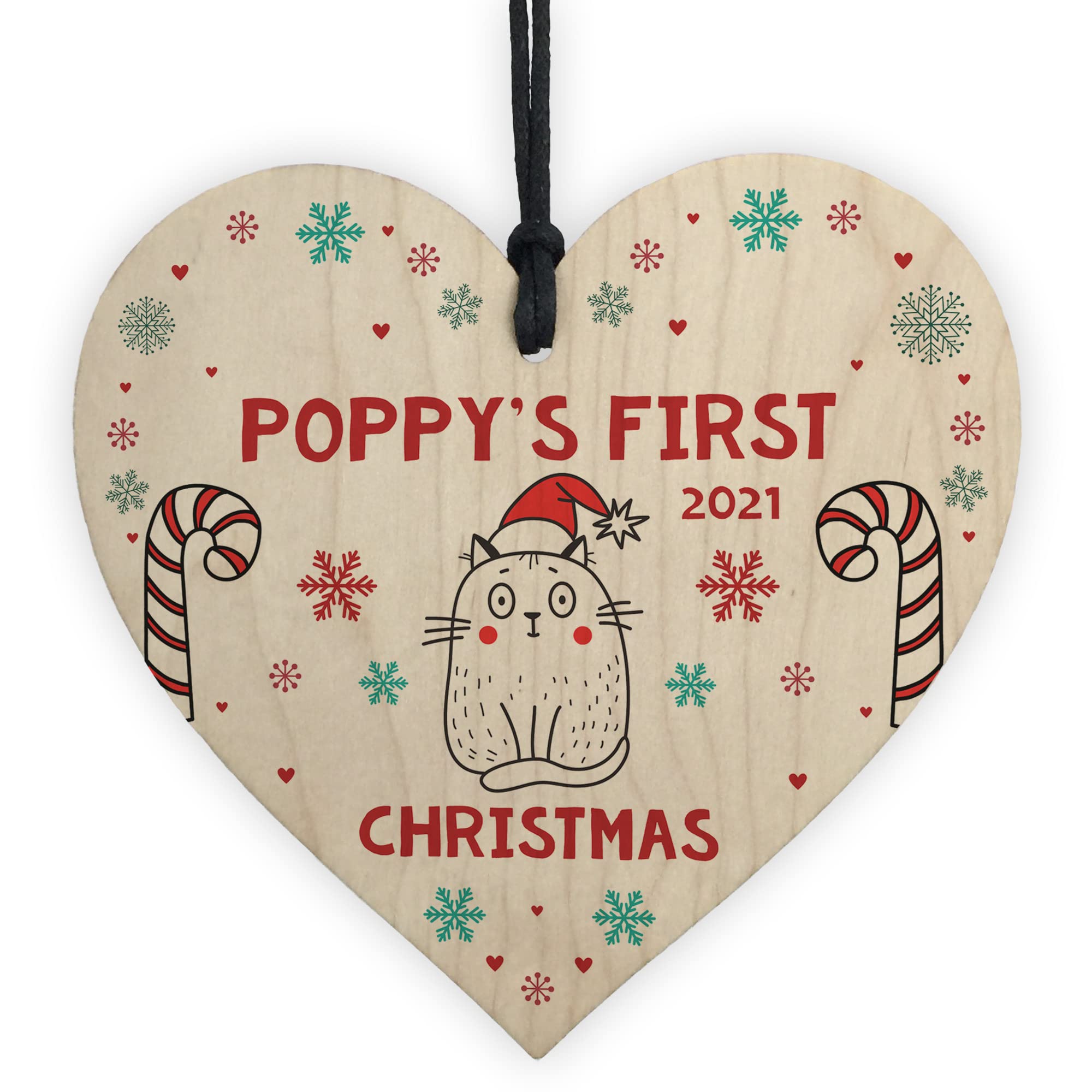 Red Ocean Cat Gift For Cat Lover Personalised 1St Christmas Decoration Any Name Pet Gift For Family