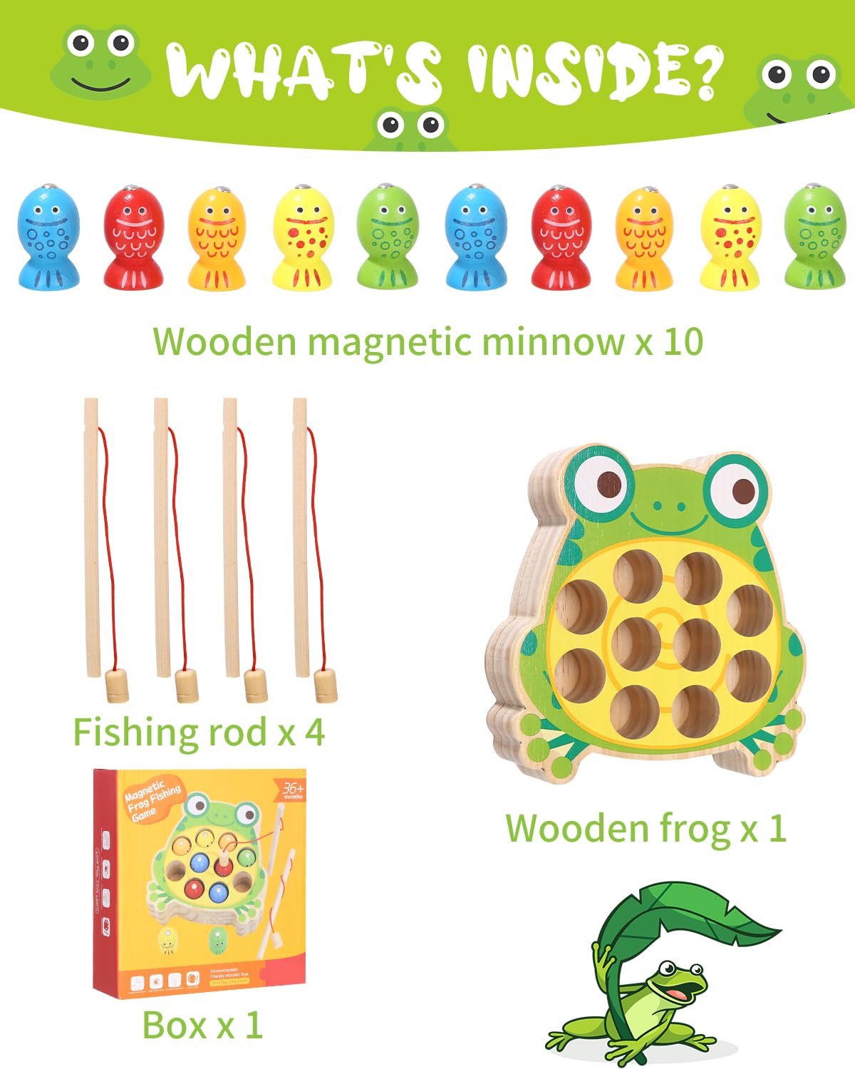 Juguetes Montessori 2 Años,Juegos magnéticos de Pesca de Madera, Juego de Pescar para Niños, Regalos educativos para niños de 3 4 5 años