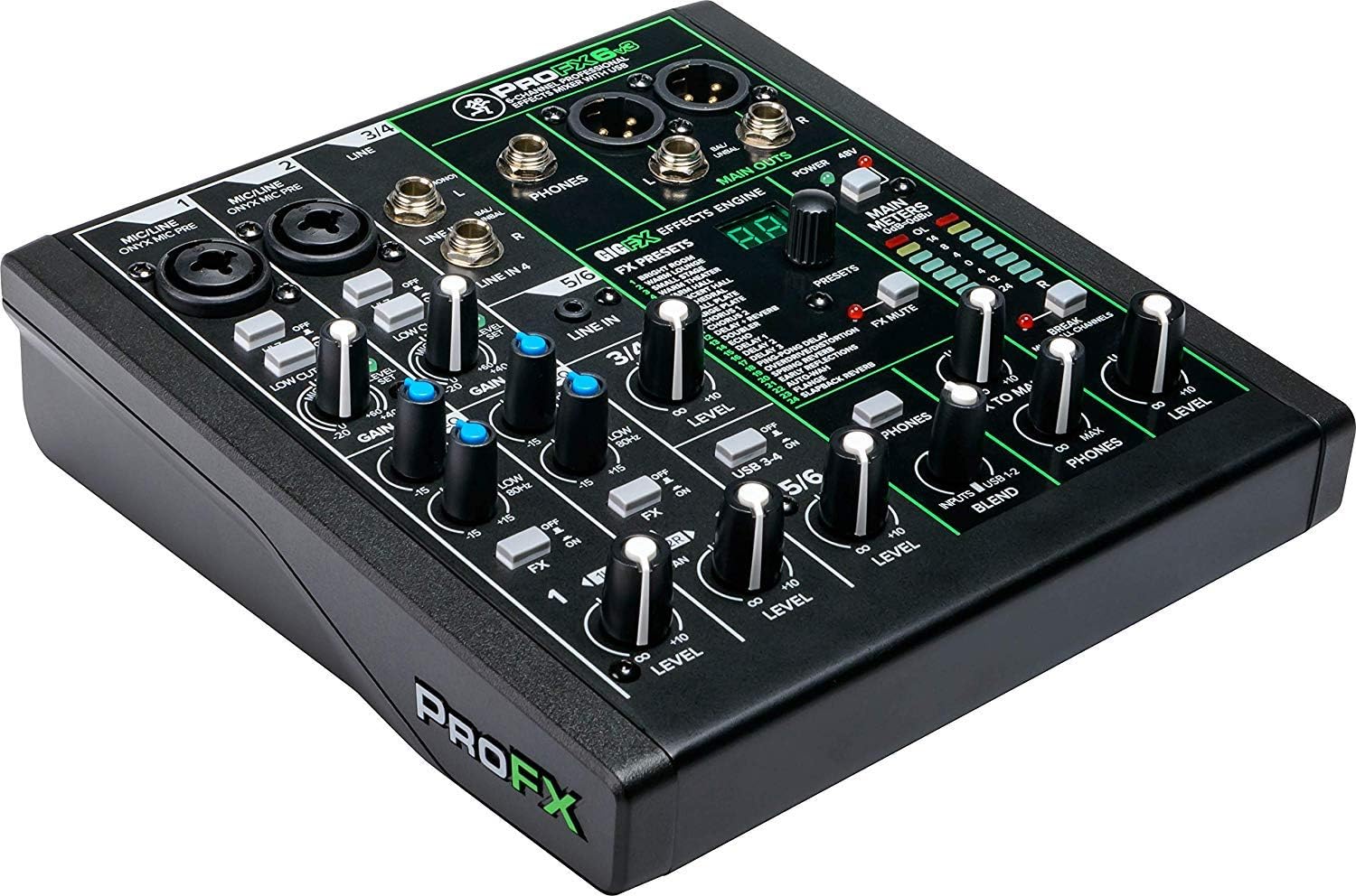 Mackie ProFX6v3 6-Channel Mixer with USB and Effects with Pair of EMB XLR Cable and Gravity Magnet Phone Holder Bundle