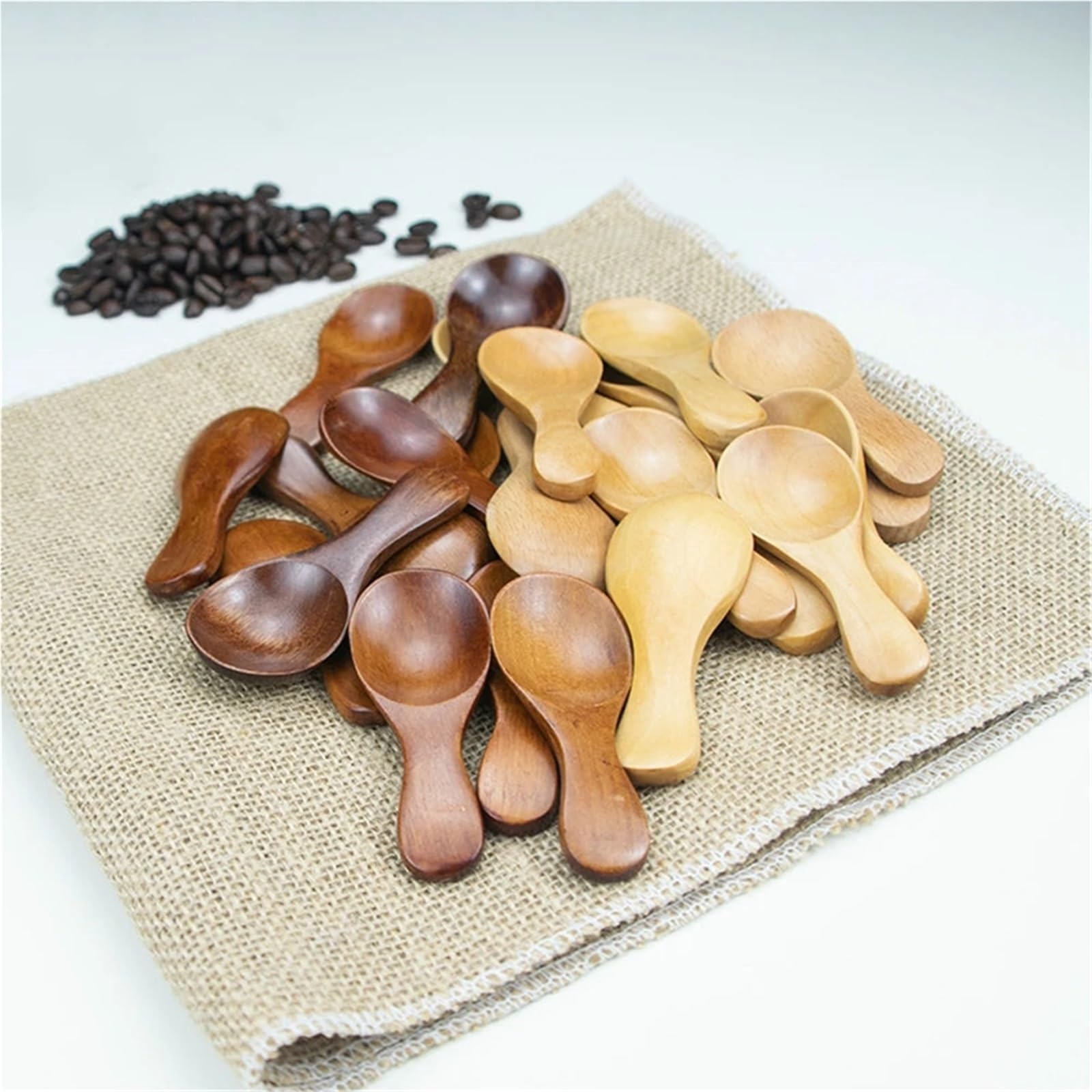 30 kleine Holzlöffel Mini-Teelöffel für Gewürzhonig | Umweltfreundliche Mini-Holzlöffel, perfekt für Gewürze, Honig und Gewürze. (A)