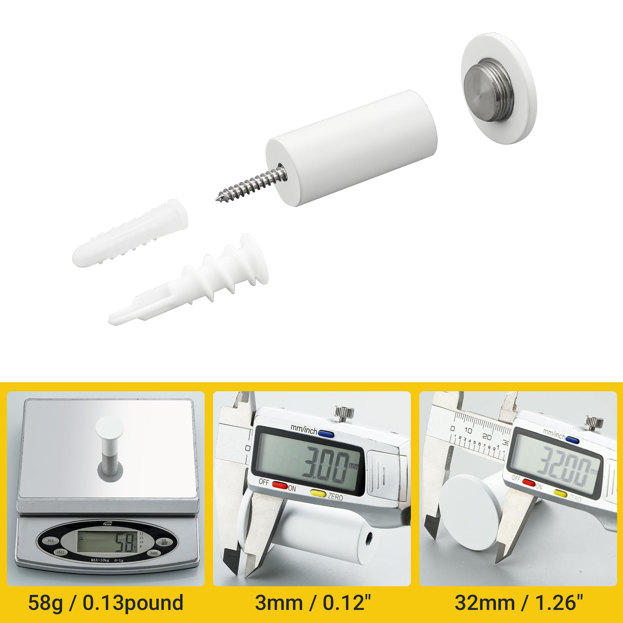 SAYAYO Crochet Mural à Visser Patère Murale Salle de Bain, Robuste Accroche Serviette Crochet Muraux en SUS304 Acier Inoxydable, Porte Manteau Mural pour Chambre Cuisine, 4 Pcs Blanc