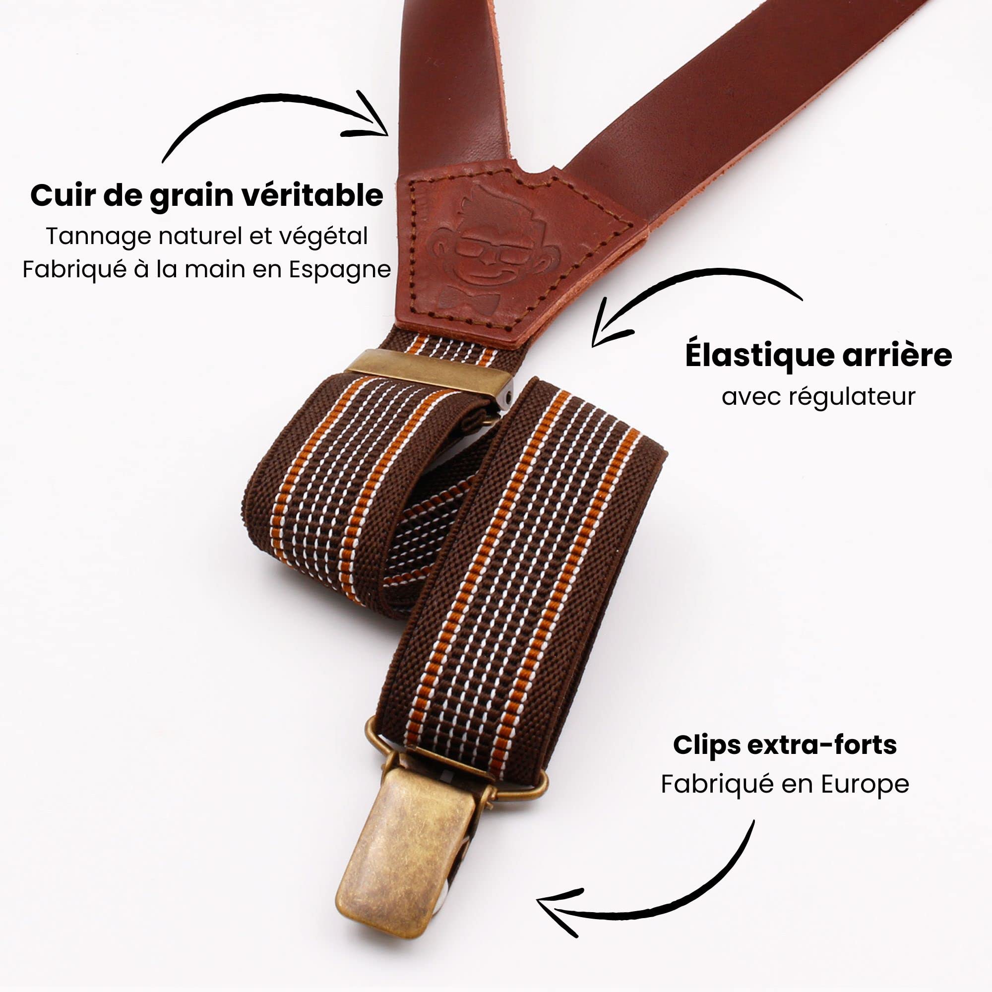 Bretelles en cuir pour hommes. Bretelles pour pantalons vintage. Bretelles en cuir pour hommes, rétro. Bretelles originales pour hommes.