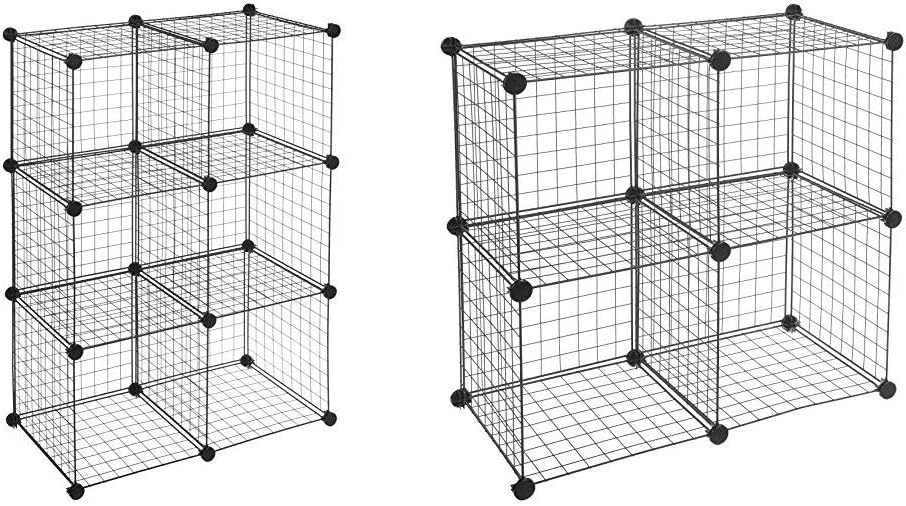 Amazon Basics 6 Cube Wire Storage Shelves Black & 4 Cube Wire Storage