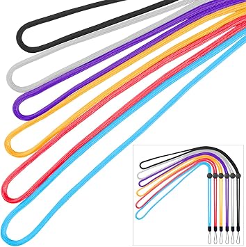 YOUOWO 6Pack 6Colours Adjustable Neck Lanyards,Circular,Multicolor
