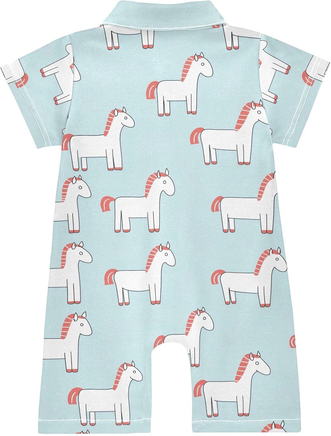 vvfelixl Simple Line Red Horse Baby Boy Polo Clothes,Short Sleeve Baby Bodysuit,Collared Polo Romper for 0-24 Months
