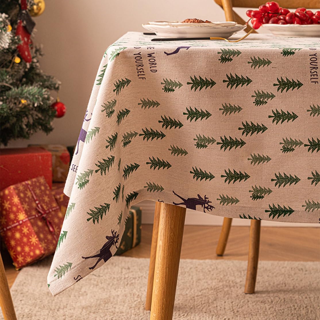 Amazon｜テーブルクロス クリスマス 白 布 100*135 円形 長方形
