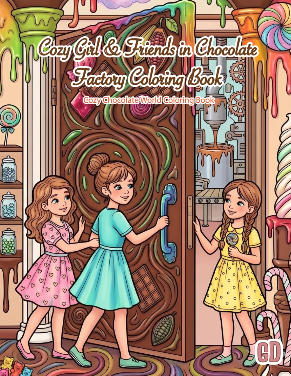 COZY GIRL & FRIENDS IN CHOCOLATE FACTORY: Sweet Chocolate Creations, Cozy Moments & Relaxing Fantasy Adventures to Color