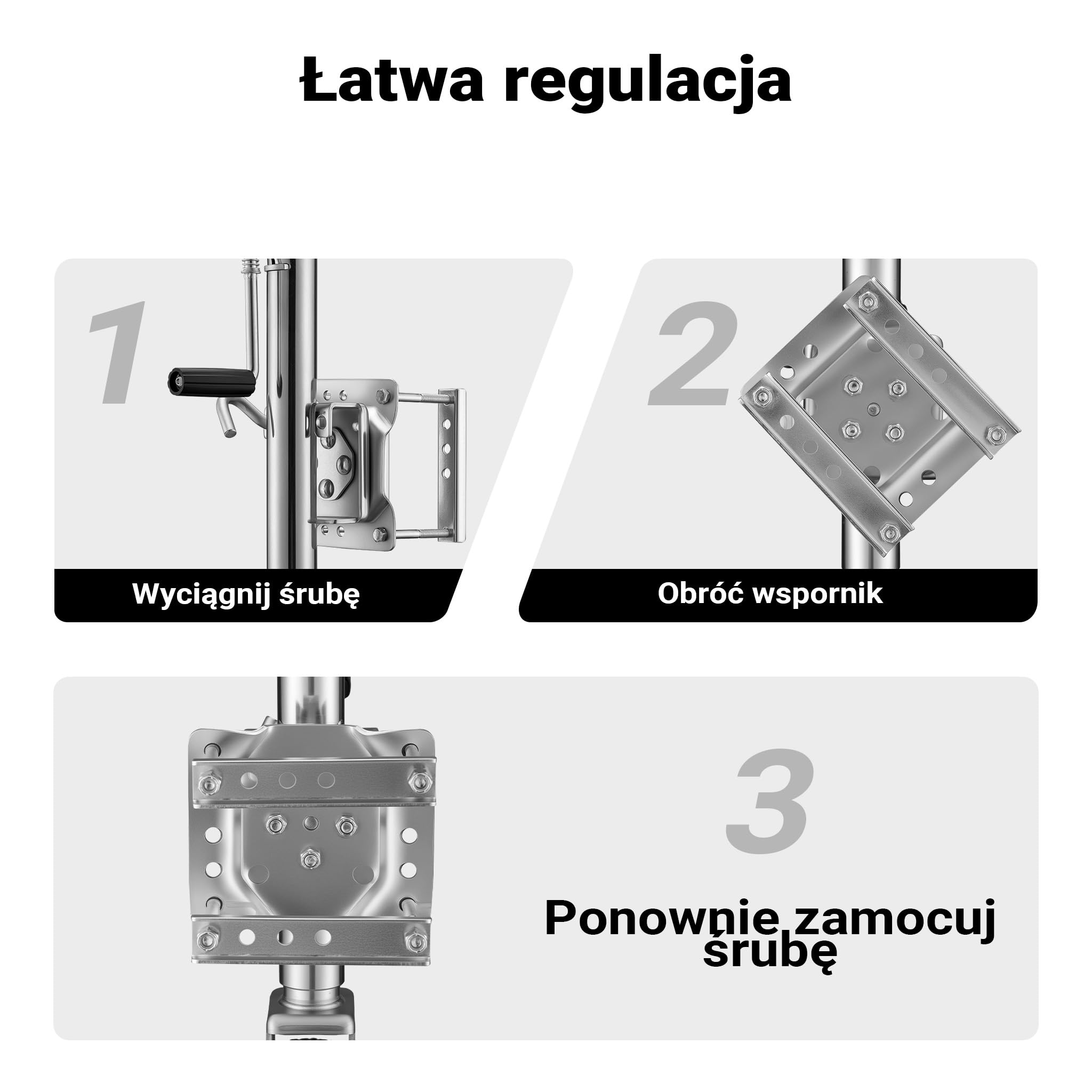 XPOtool Ciężkie koło podporowe do 540kg z korbą oraz uchwytem do samochodów osobowych i przyczep