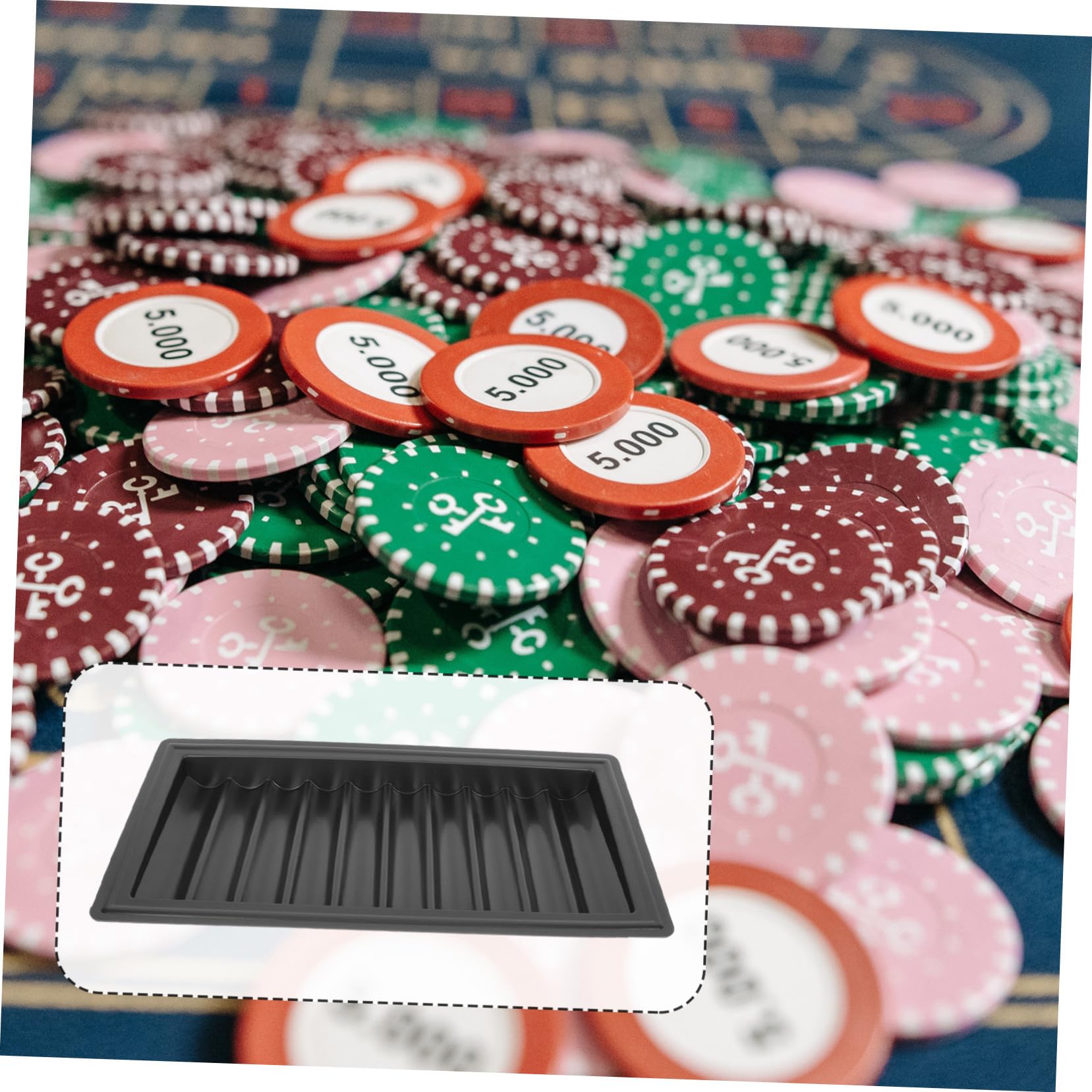 Mipcase Porta Chip da Poker in Plastica Nero per 500 Pezzi Base Piatta Organizer Semplice per Giochi da Tavolo e Accessori