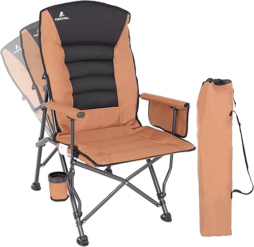 Sillas de campamento para adultos, respaldo ajustable, silla de campamento plegable de gran tamaño, soporta 350 libras para exterior con portavasos