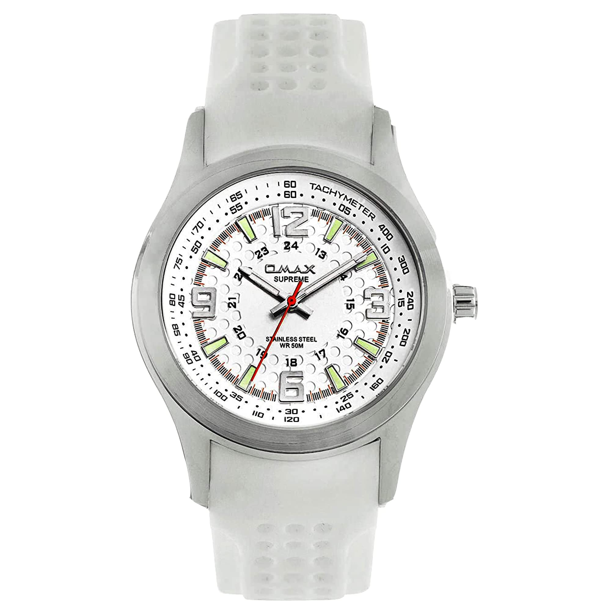 OMAX Analog White Dial Watch with Long Lasting Silicone Strap Smart, Sporty and Trendy for Men and Boys- All Stainless Steel case Durable Rich Look Fashionable Strap SS368 (B00U8W6FV8) Amazon Price History, Amazon Price Tracker