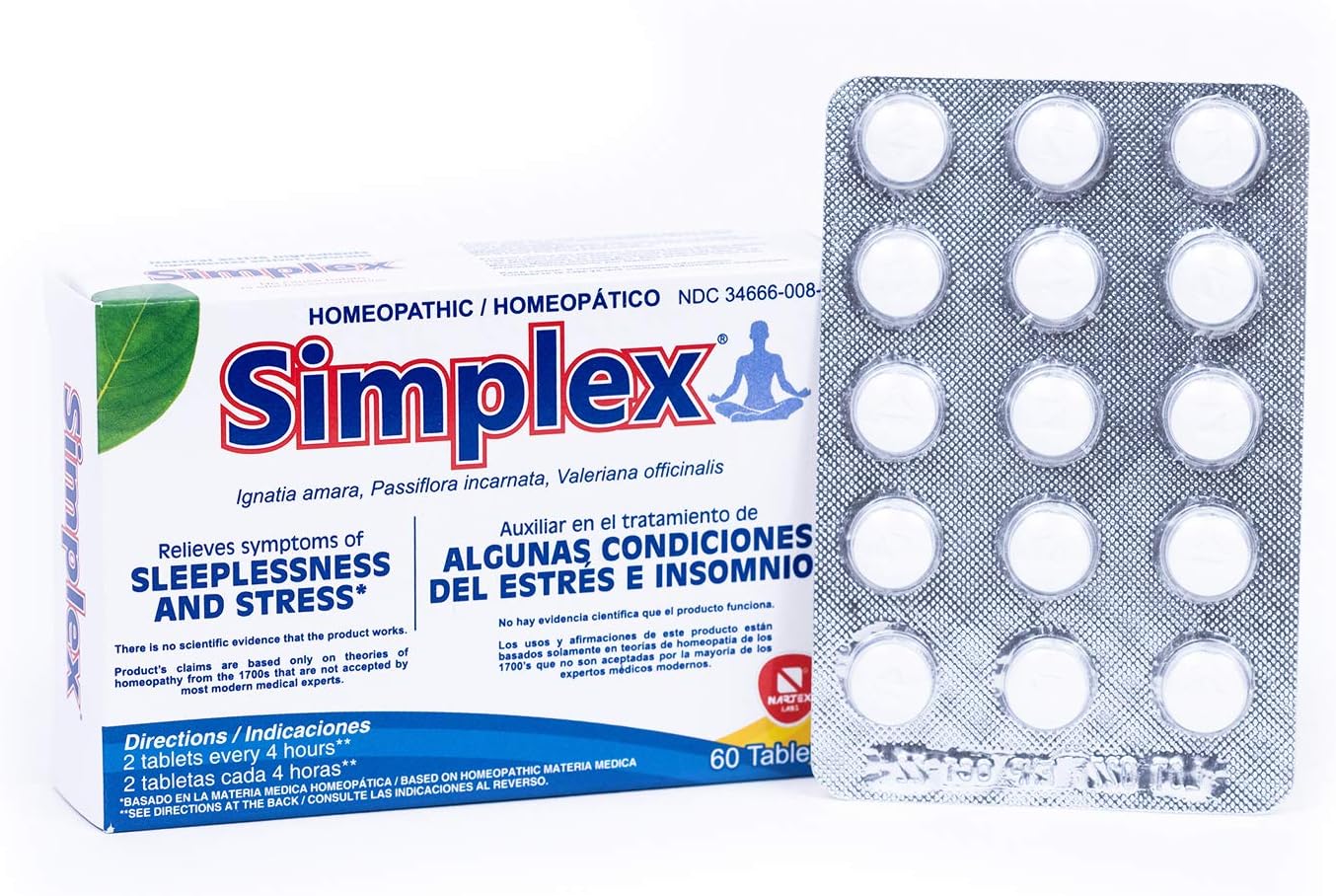 Nartex Simplex Homeopathic Sedative Tablets, 60 Count