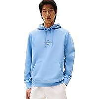 Tommy Hilfiger Uomo Felpa Outline Flag Script con Cappuccio, Blu (Cloudy Blue)