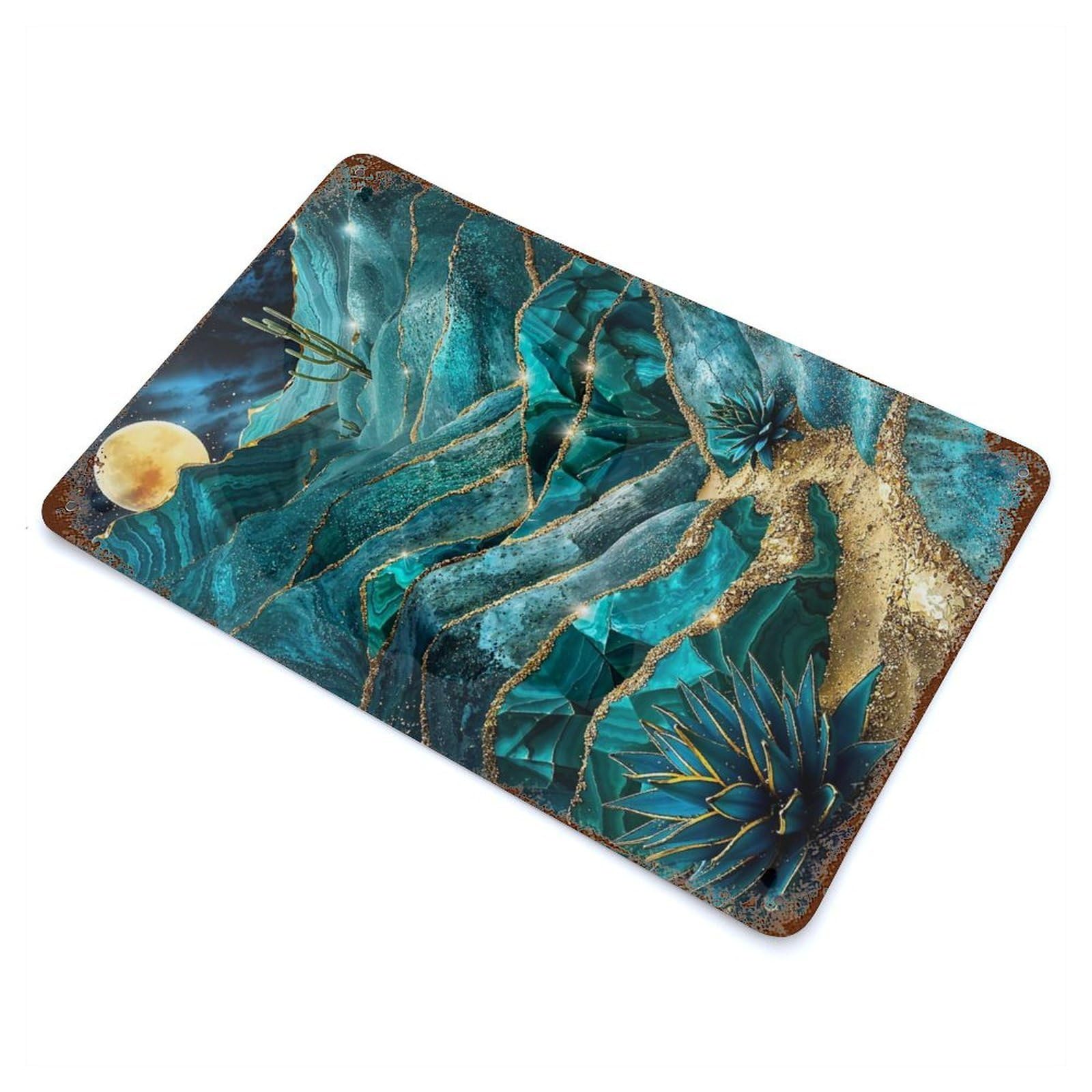 Starry Night Gold Desert Retro Metal Sign 11.8"x7.9", Classic Wall Plaque for Garage, Pub Or Kitchen